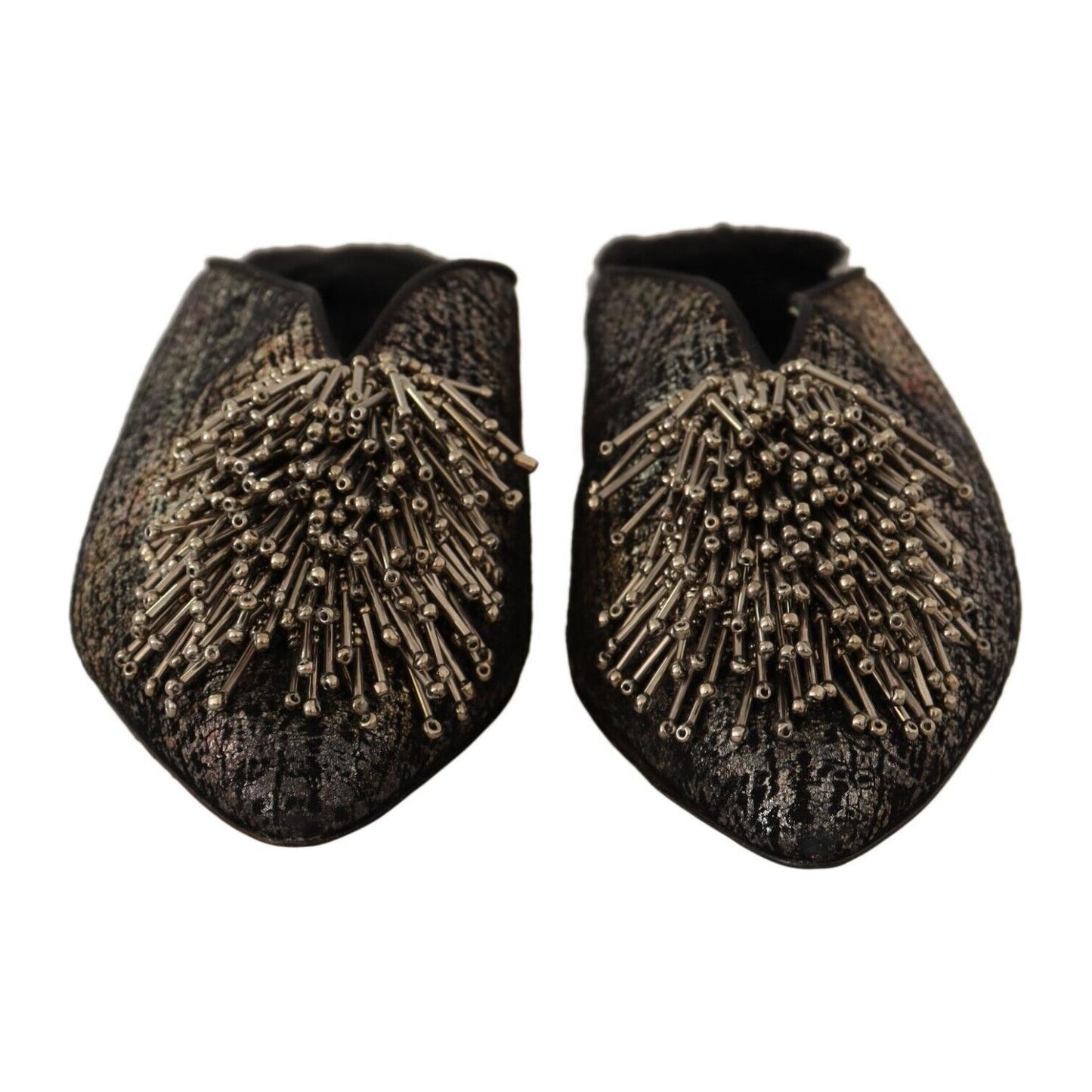 Paola D'Arcano Golden Enchantment Leather Flats Paola D'Arcano Black