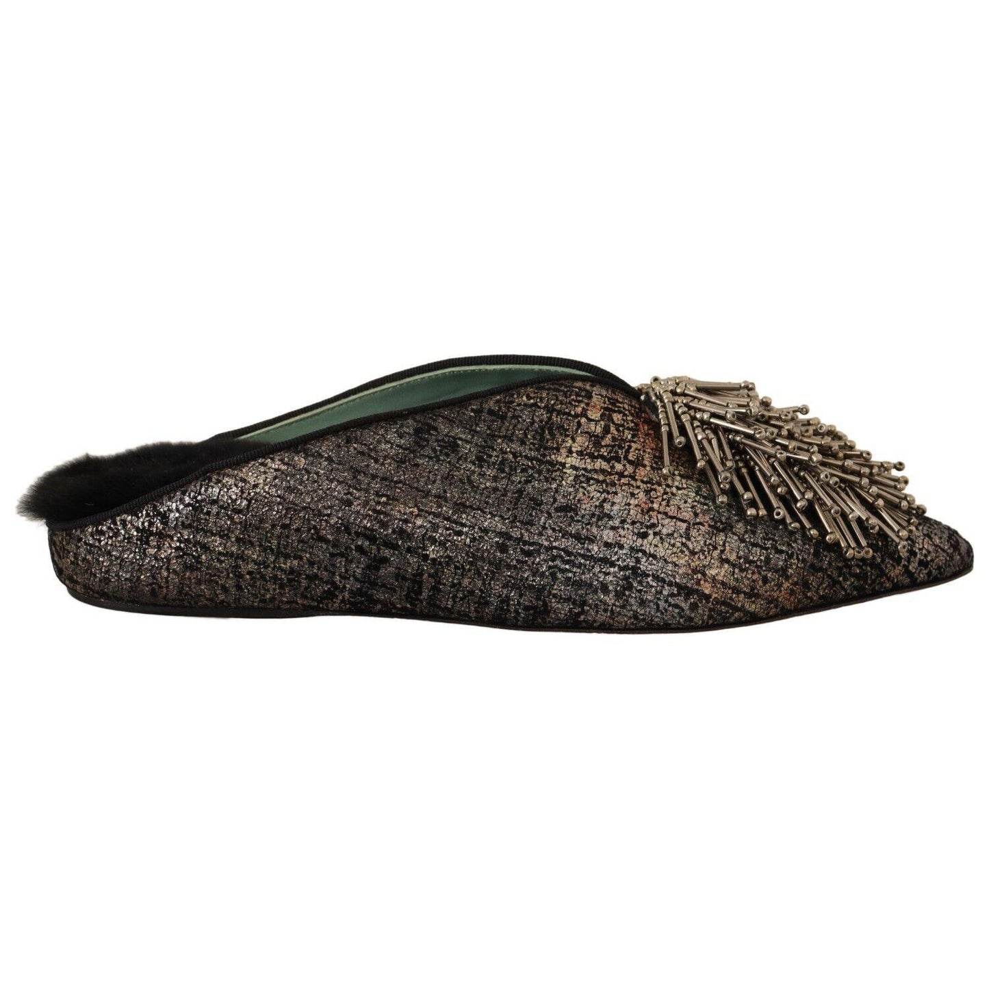 Paola D'Arcano Golden Enchantment Leather Flats Paola D'Arcano Dark Slate Gray