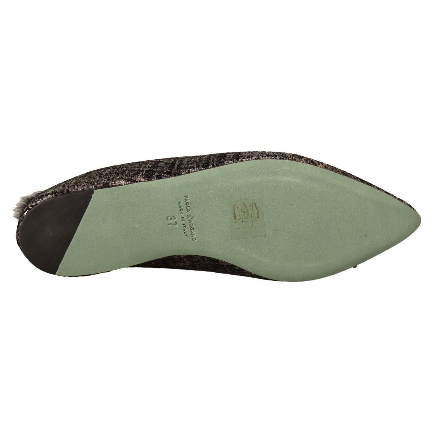 Paola D'Arcano Golden Enchantment Leather Flats Paola D'Arcano Slate Gray