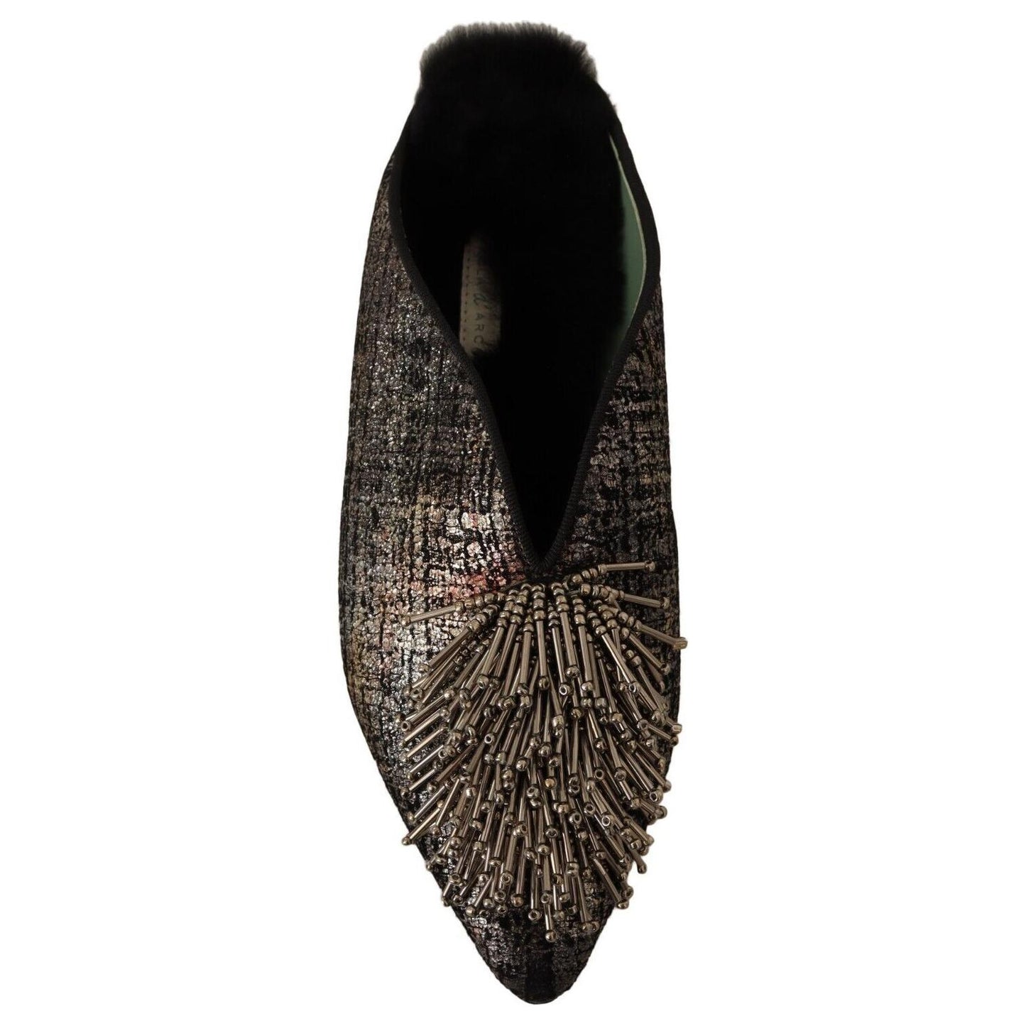 Paola D'Arcano Golden Enchantment Leather Flats Paola D'Arcano Black