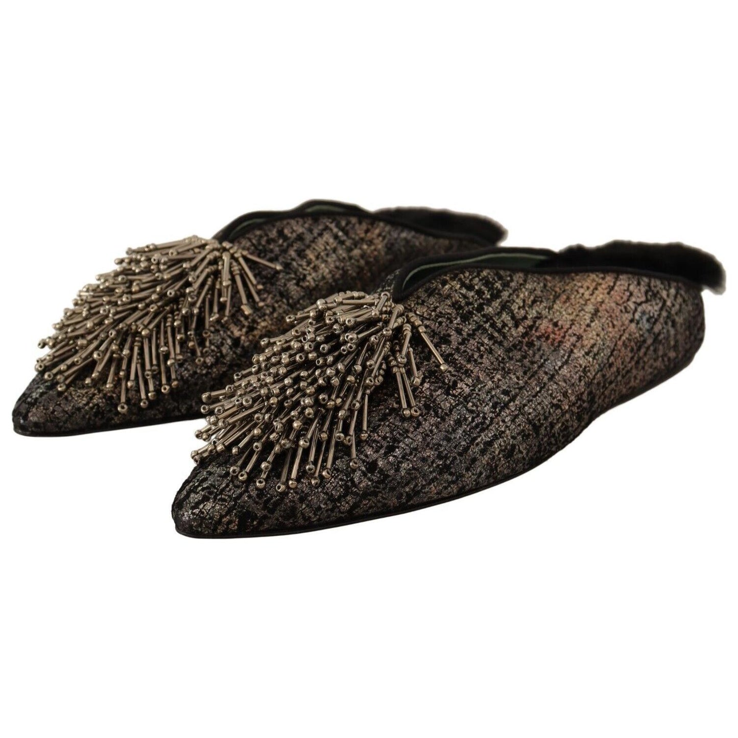 Paola D'Arcano Golden Enchantment Leather Flats Paola D'Arcano Dark Slate Gray