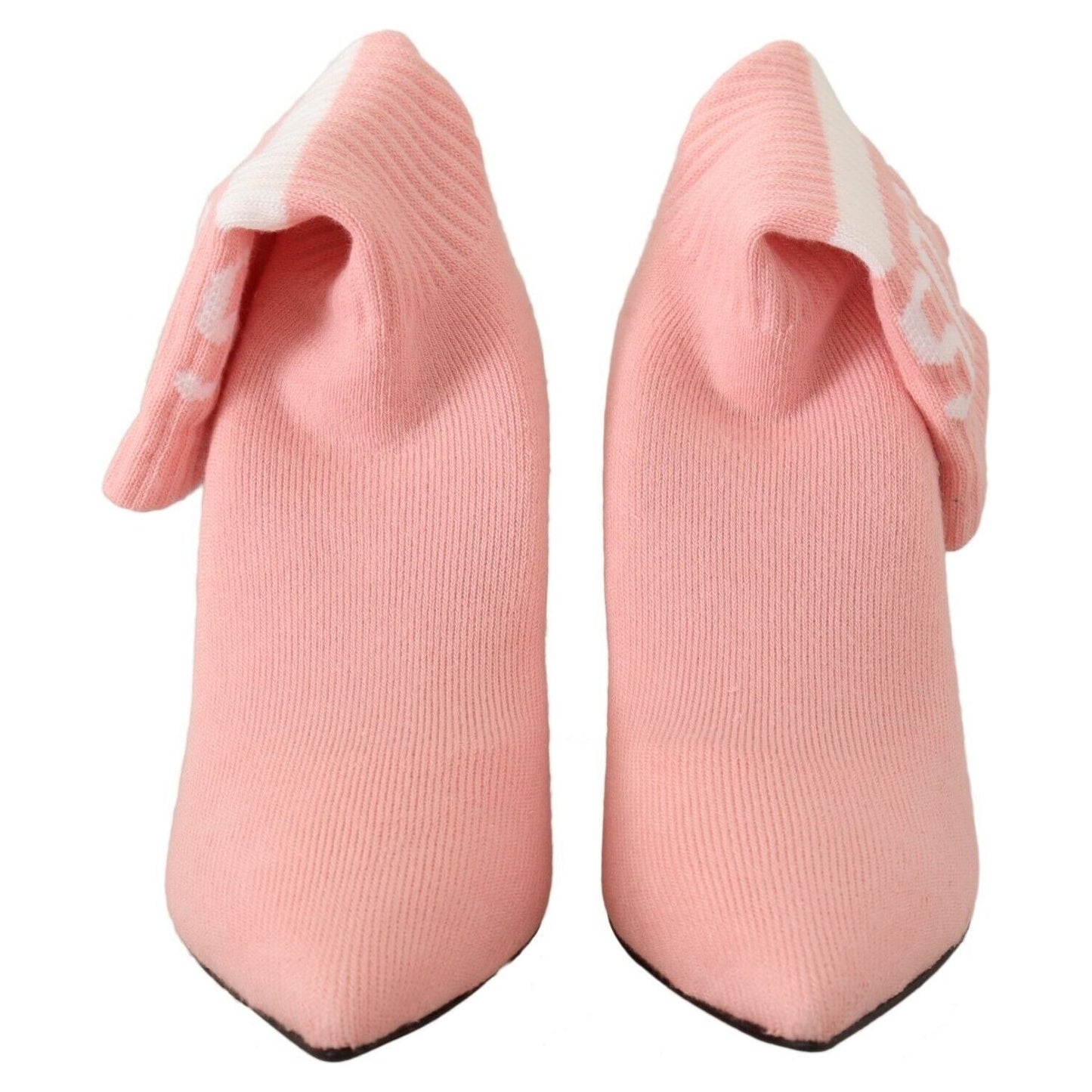 GCDS Chic Pink Suede Ankle Boots with Logo Socks GCDS Tan