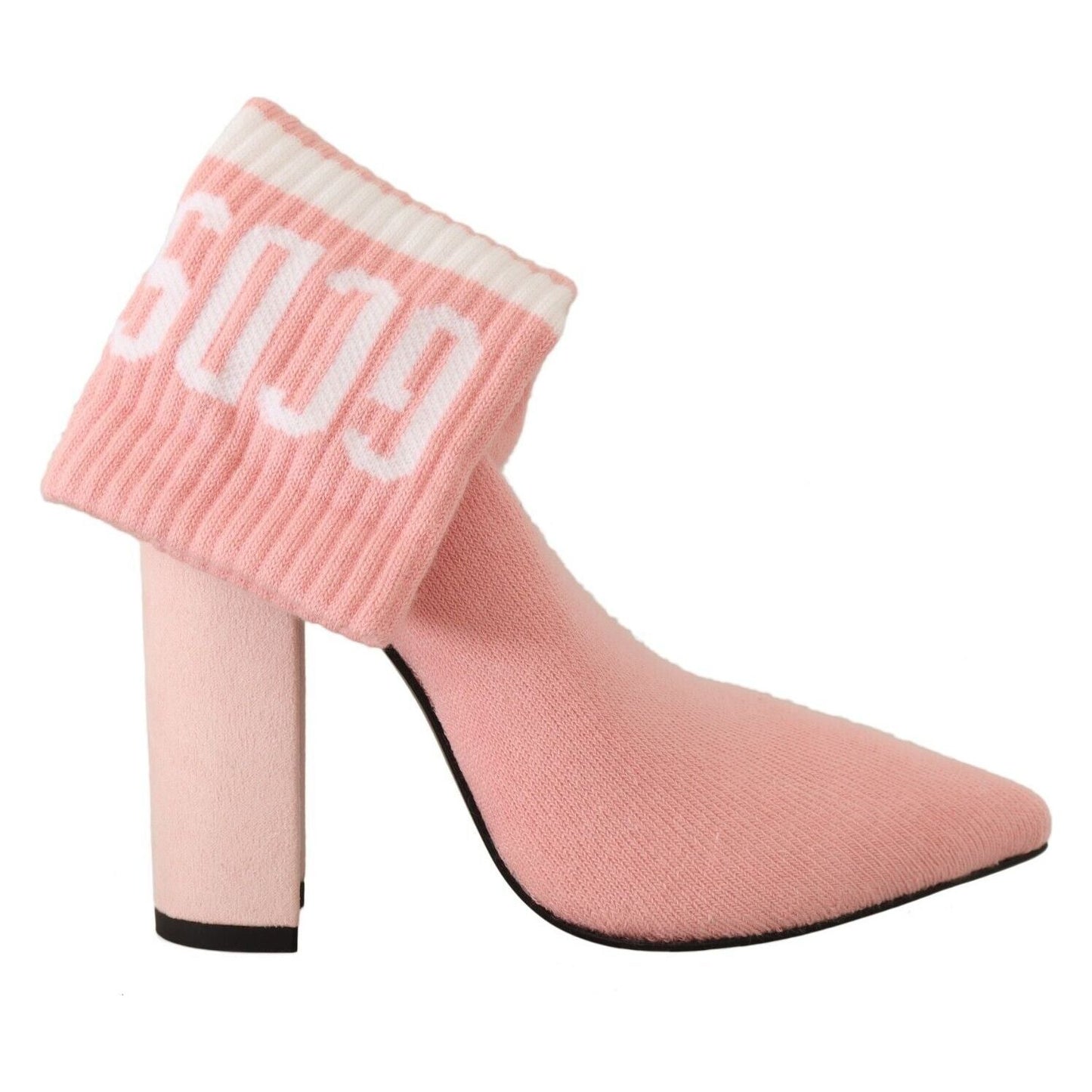 GCDS Chic Pink Suede Ankle Boots with Logo Socks GCDS Light Pink