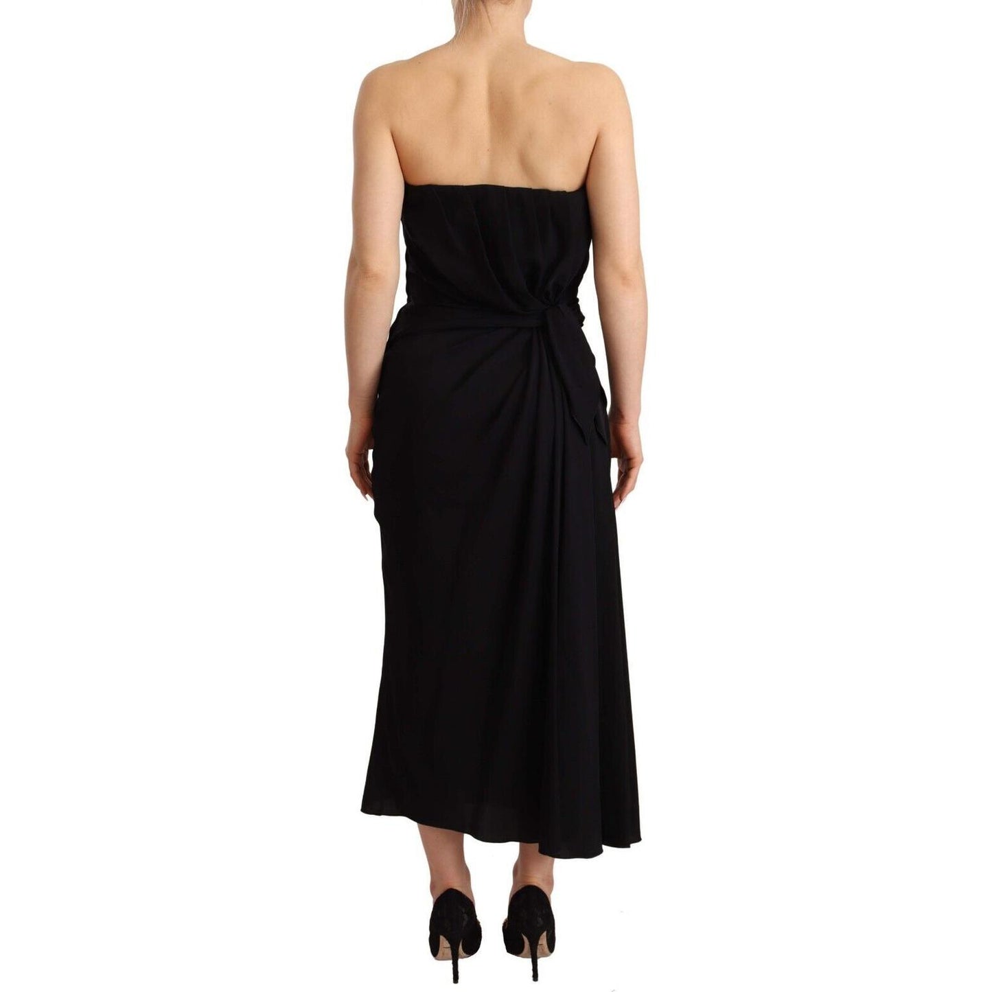 Dolce & Gabbana Elegant Strapless Silk Midi Dress Dolce & Gabbana Tan