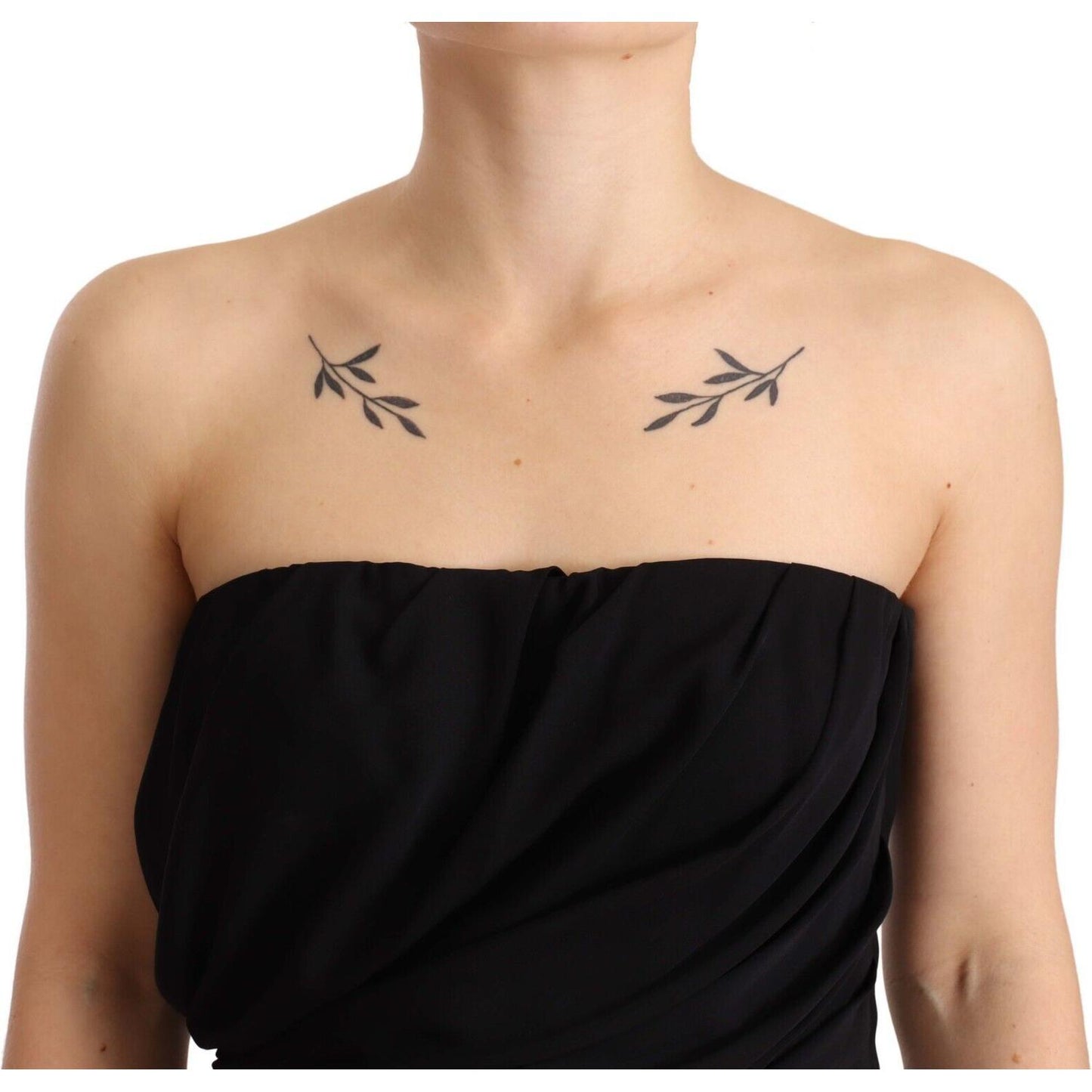 Dolce & Gabbana Elegant Strapless Silk Midi Dress Dolce & Gabbana Black