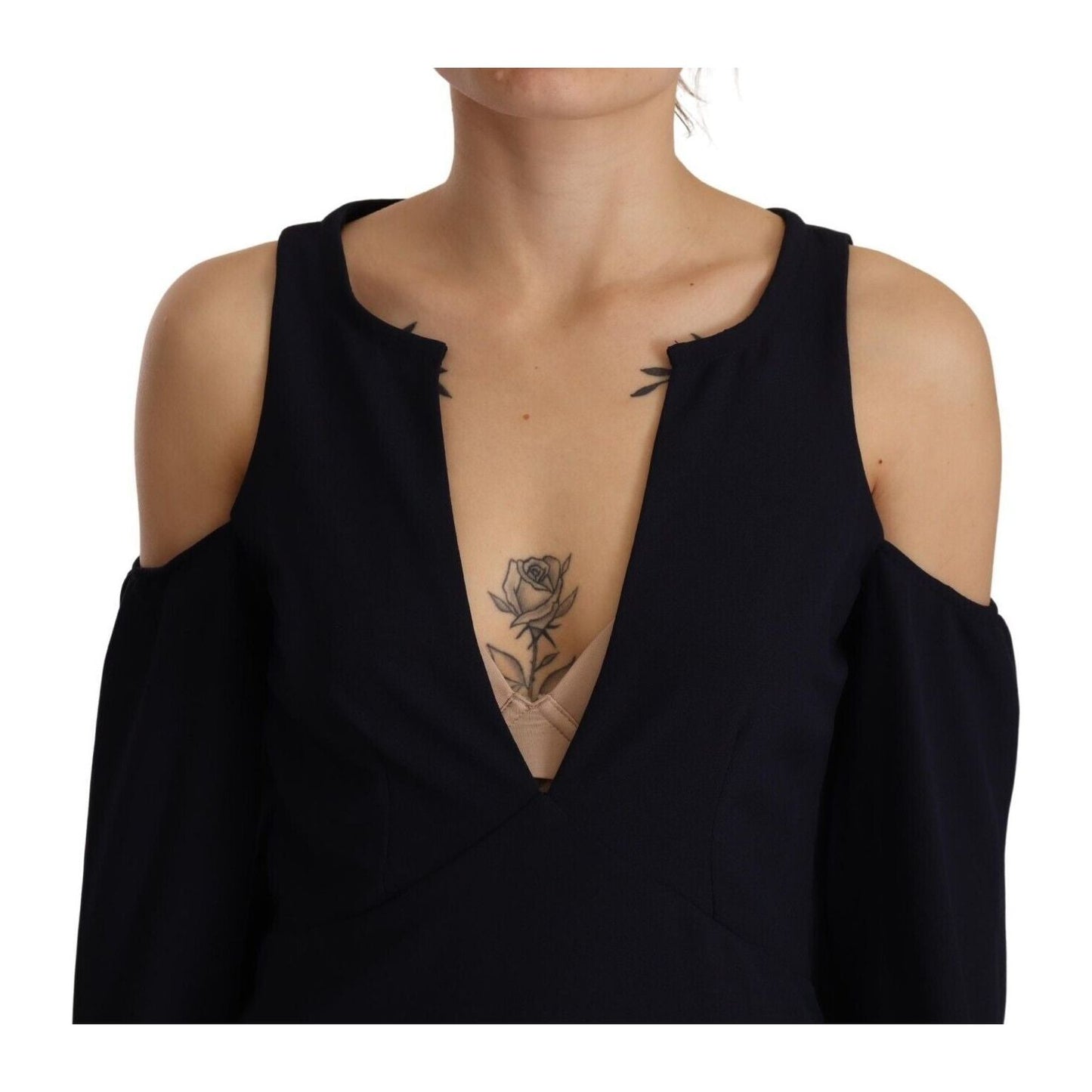 Twinset Chic Black Open Shoulder A-Line Dress Twinset Black