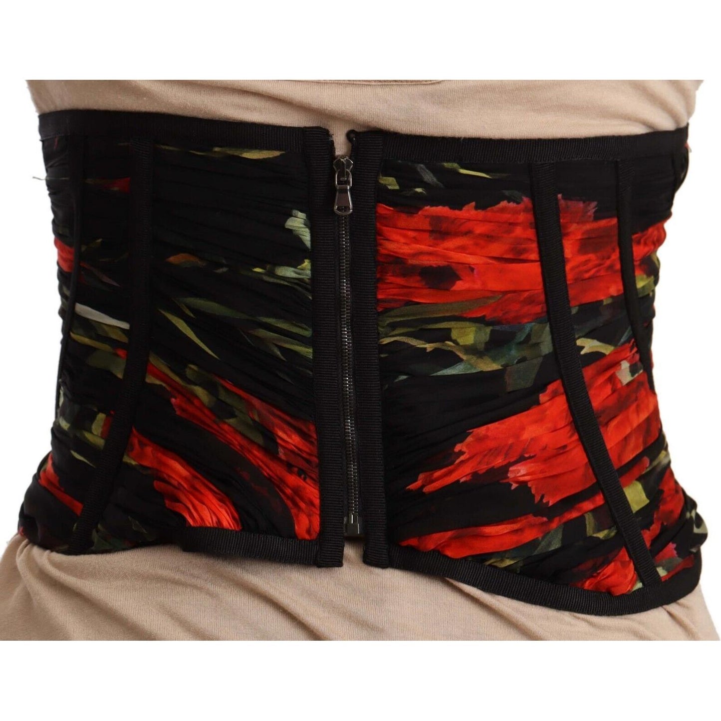 Dolce & Gabbana Elegant Black Silk Corset Belt Top Dolce & Gabbana Black