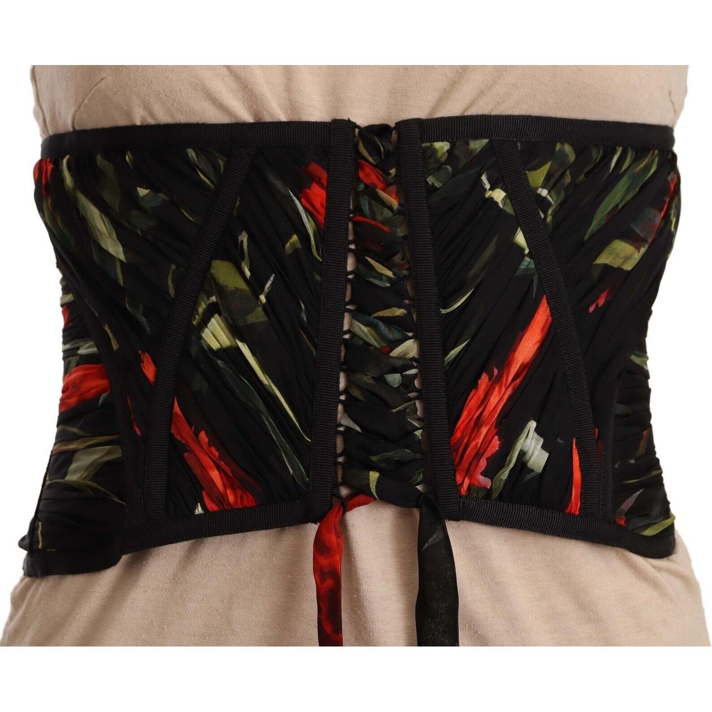 Dolce & Gabbana Elegant Black Silk Corset Belt Top Dolce & Gabbana Black
