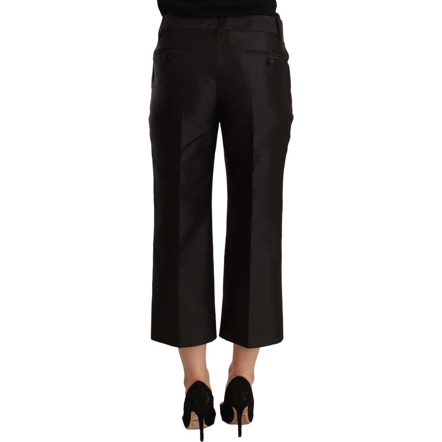 Dolce & Gabbana Chic Silk Cropped Trousers in Timeless Black Dolce & Gabbana Black