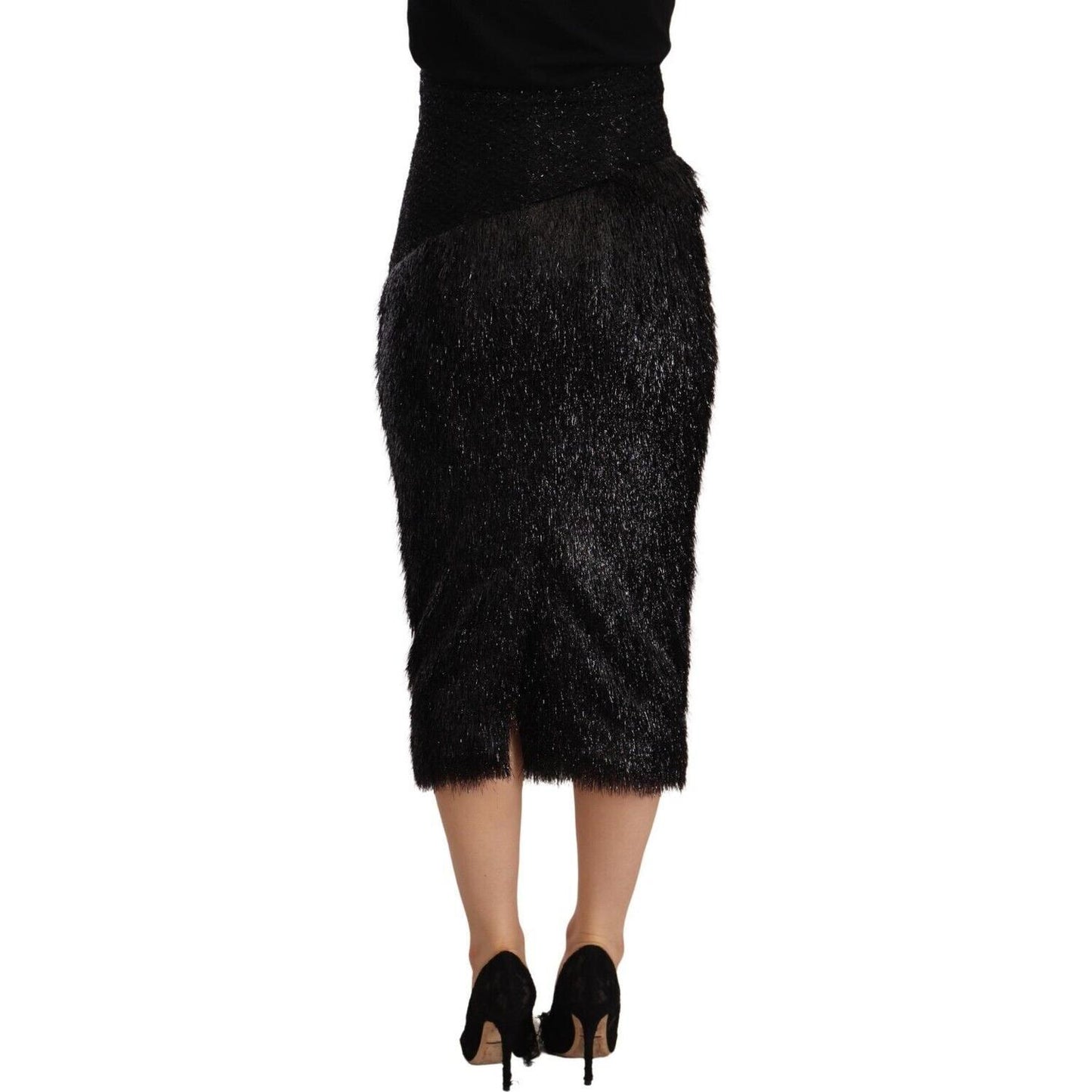 Masha Ma Elegant High Waist Pencil Midi Skirt Masha Ma Black