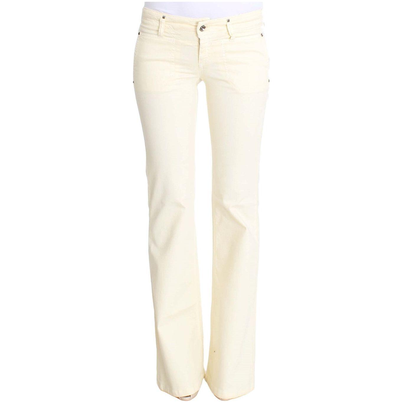 Costume National White Cotton Stretch Flare Jeans