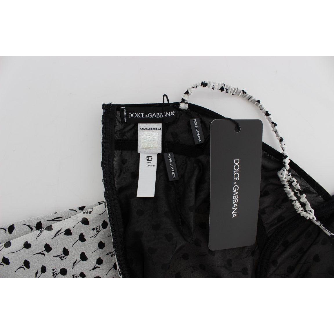 Dolce & Gabbana Elegant Floral Lace Silk Chemise Dolce & Gabbana Black