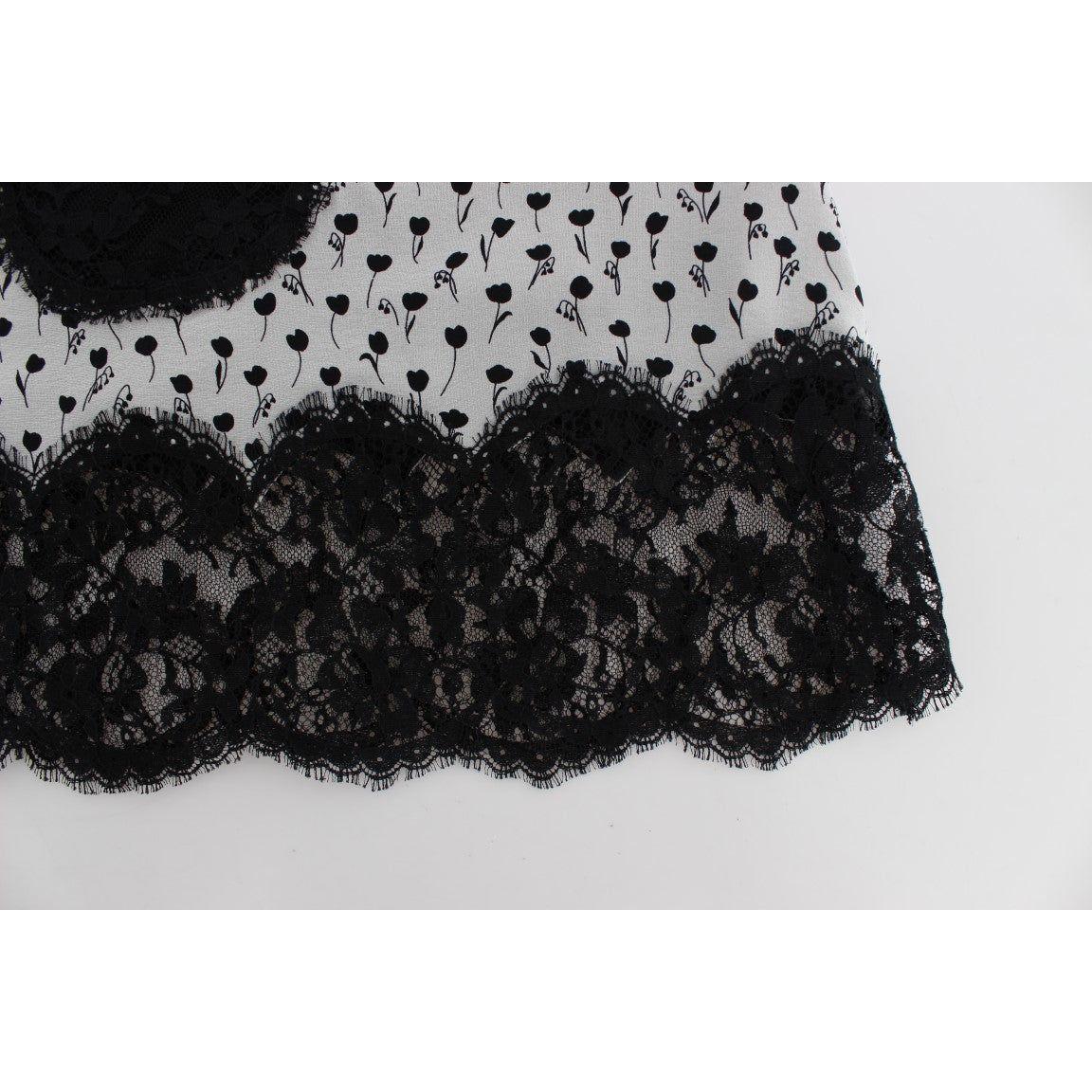 Dolce & Gabbana Elegant Floral Lace Silk Chemise Dolce & Gabbana Black