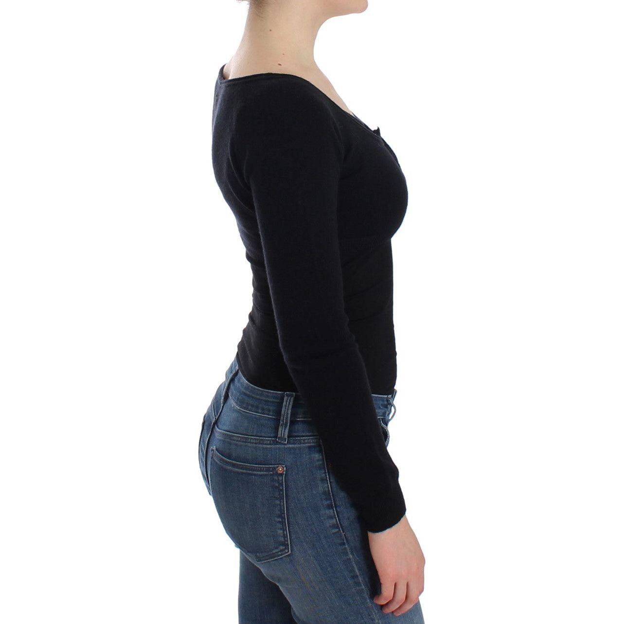 Ermanno Scervino Chic Cropped Black Wool-Cashmere Sweater Ermanno Scervino Dark Slate Gray