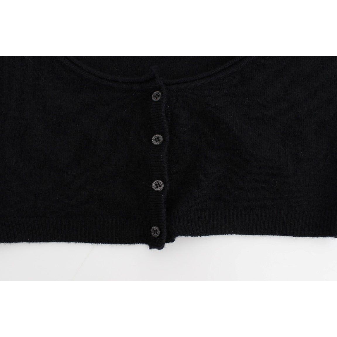 Ermanno Scervino Chic Cropped Black Wool-Cashmere Sweater Ermanno Scervino Lavender