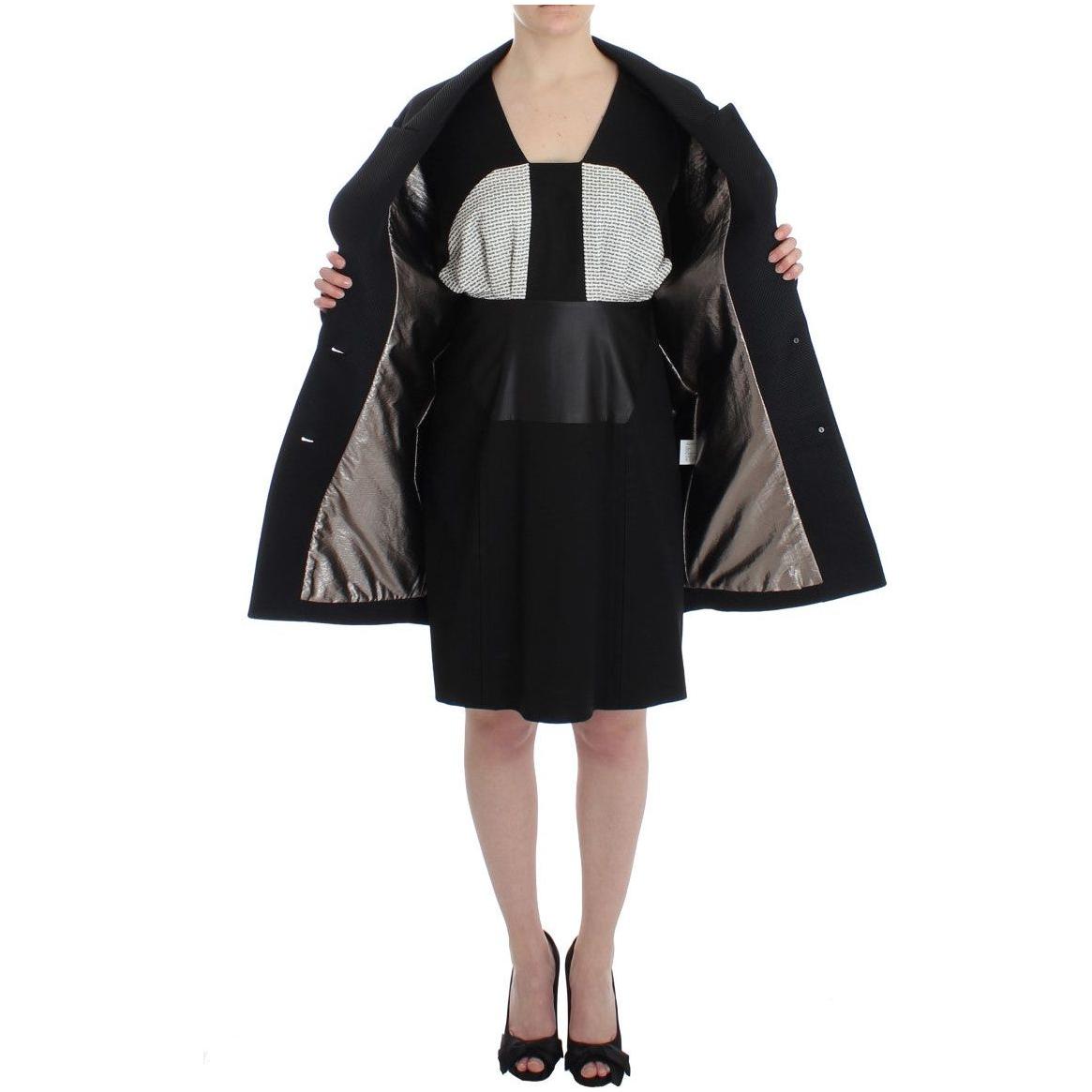 KAALE SUKTAE Elegant Draped Long Coat in Black with Red Accents Blazer Jacket KAALE SUKTAE Dark Gray