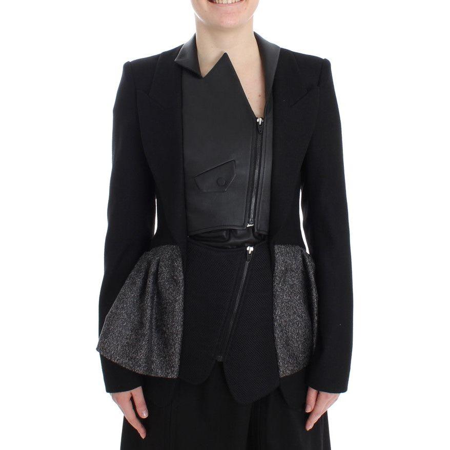 KAALE SUKTAE Elegant Monochrome Zippered Blazer Jacket Coats & Jackets KAALE SUKTAE Black