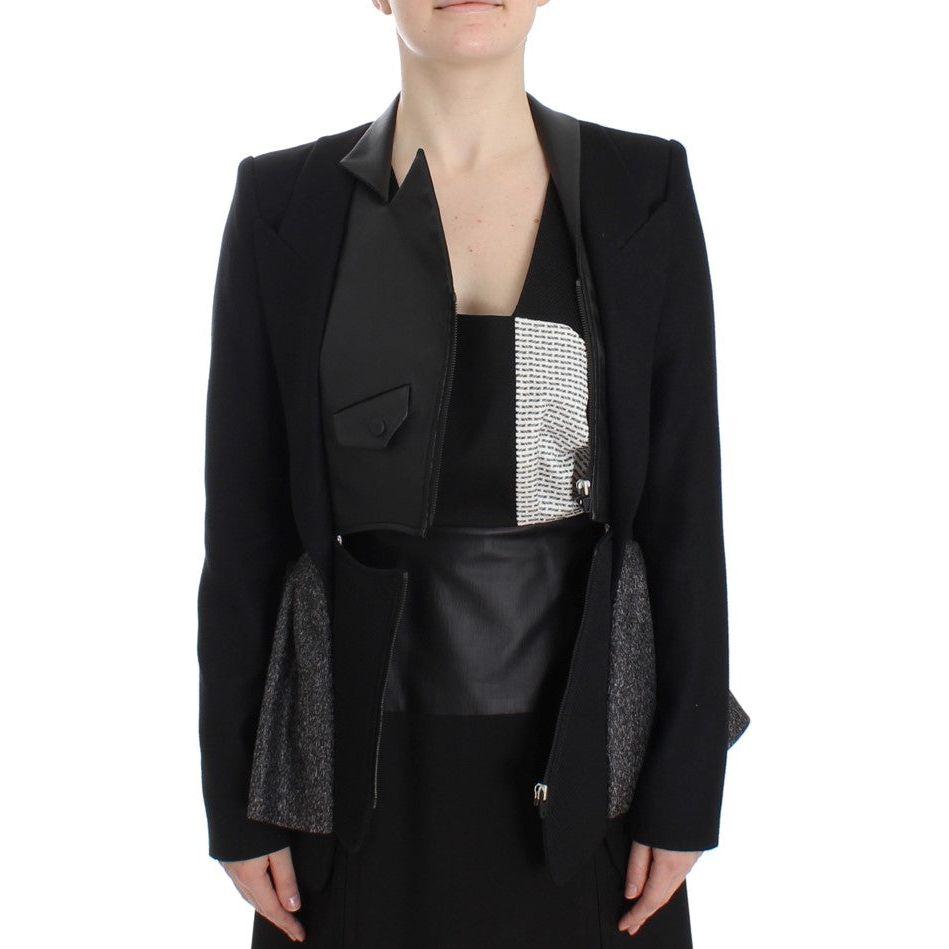 KAALE SUKTAE Elegant Monochrome Zippered Blazer Jacket Coats & Jackets KAALE SUKTAE Black