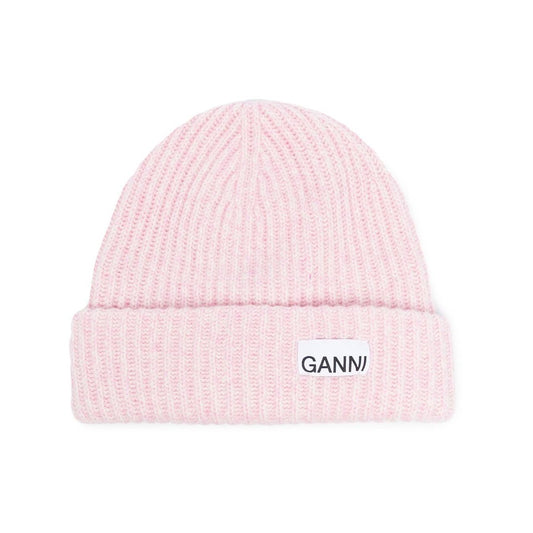 Ganni Oversized Wool Rib Knit Beanie Scarves Hats & Gloves