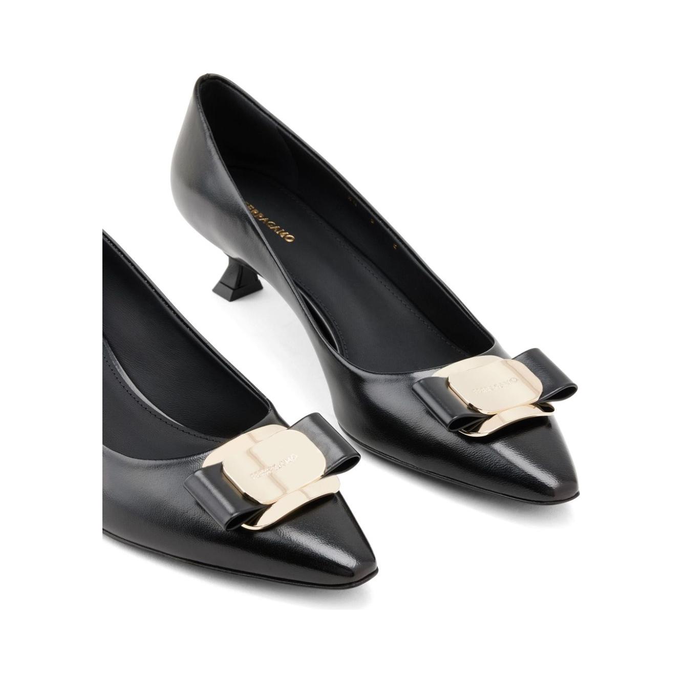 Ferragamo New Vara leather pumps High Heel Ferragamo Dark Slate Gray