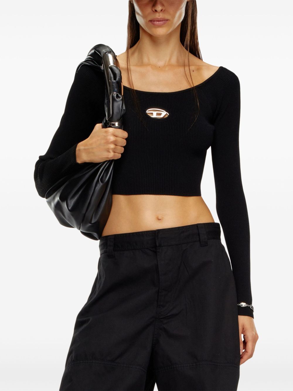 Diesel Top Black Topwear Diesel White Smoke