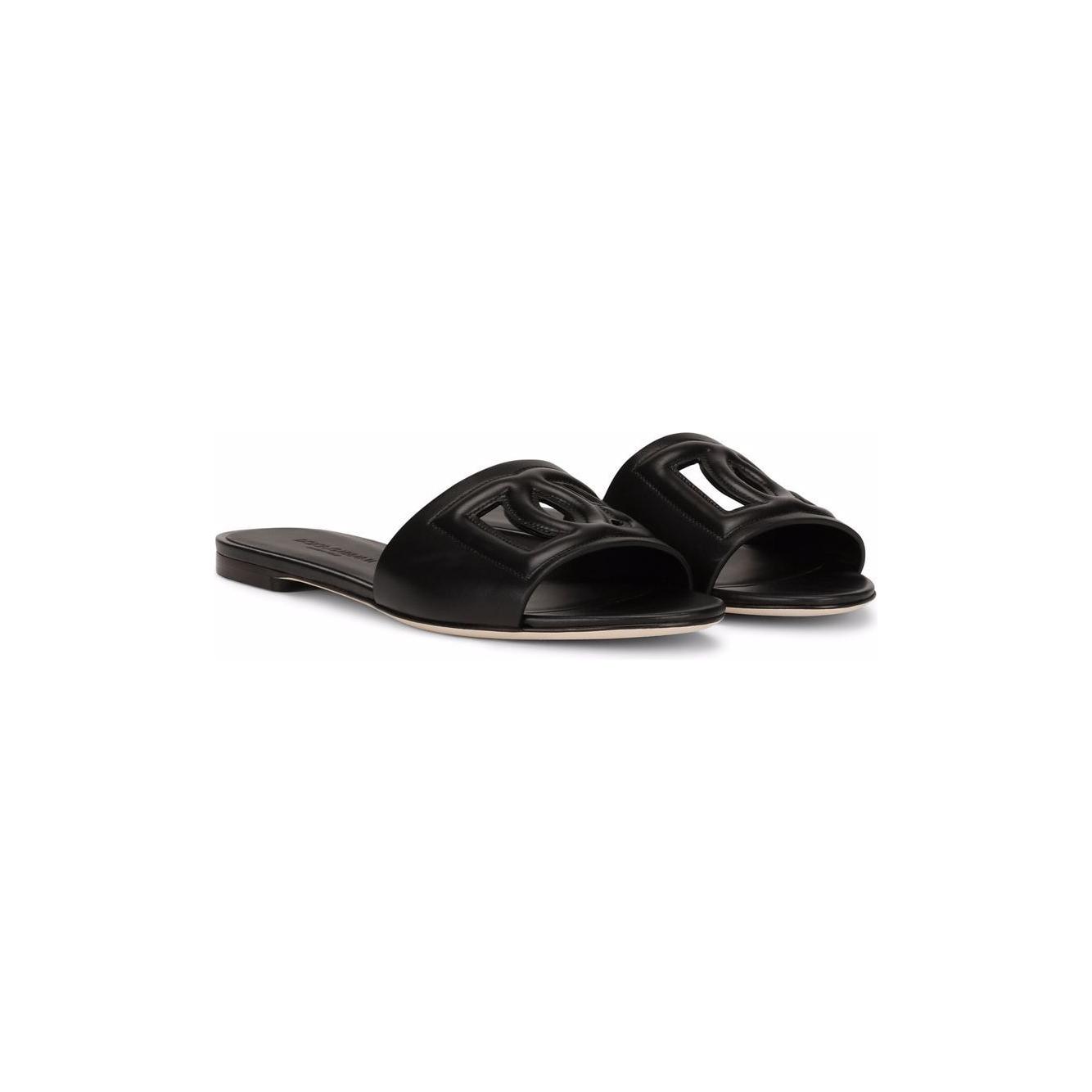 Dolce & Gabbana DG Logo leather sandals Sandals Dolce & Gabbana Black