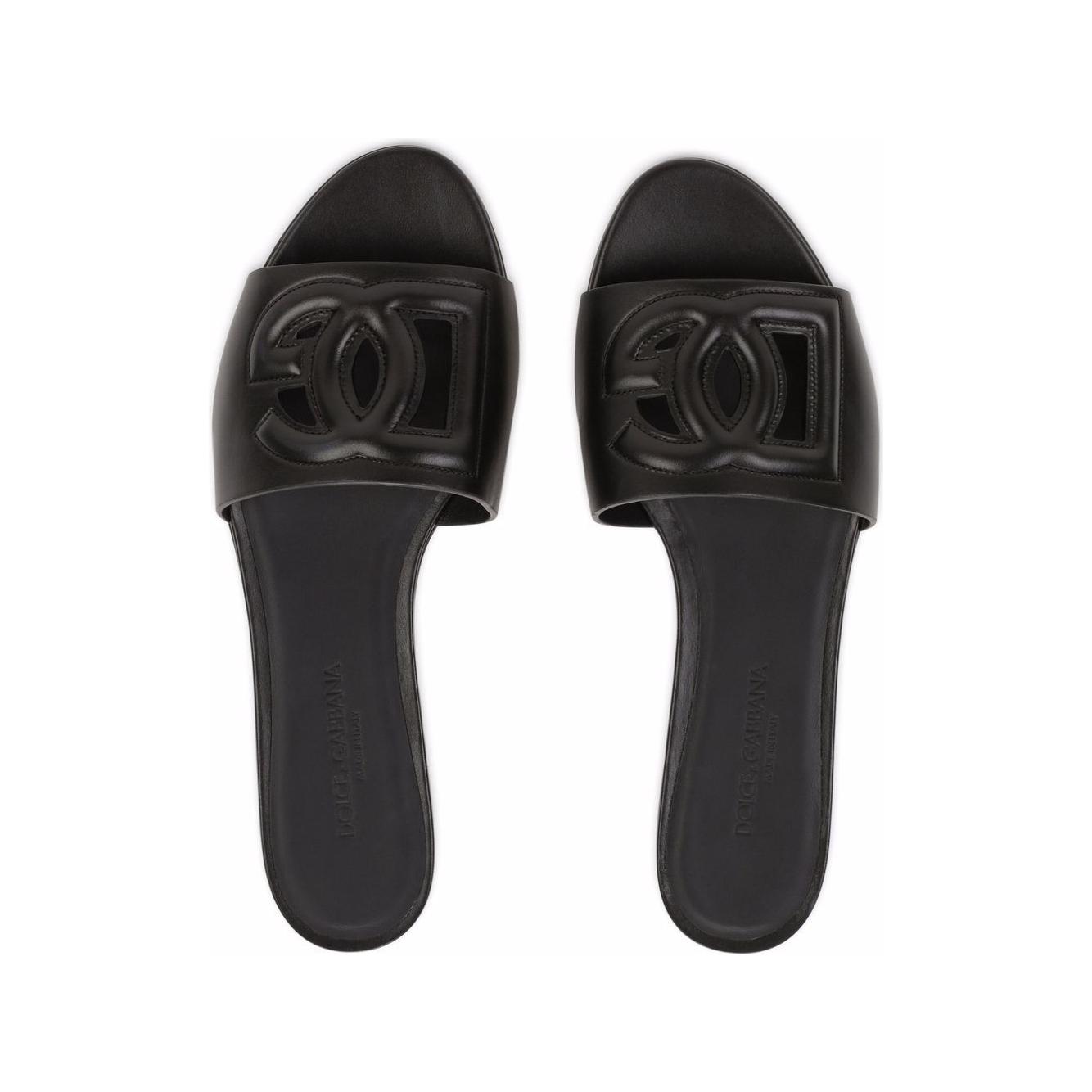 Dolce & Gabbana DG Logo leather sandals Sandals Dolce & Gabbana Dark Slate Gray