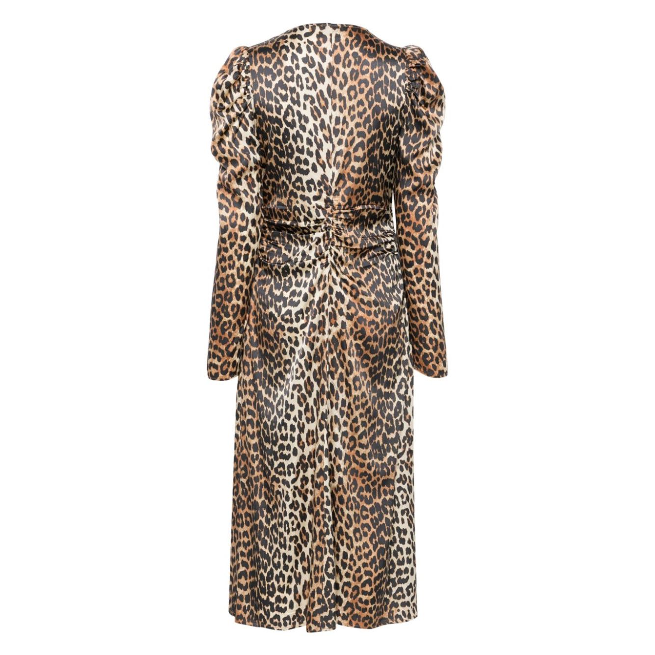 Ganni leopard-print Ruched Midi Dress