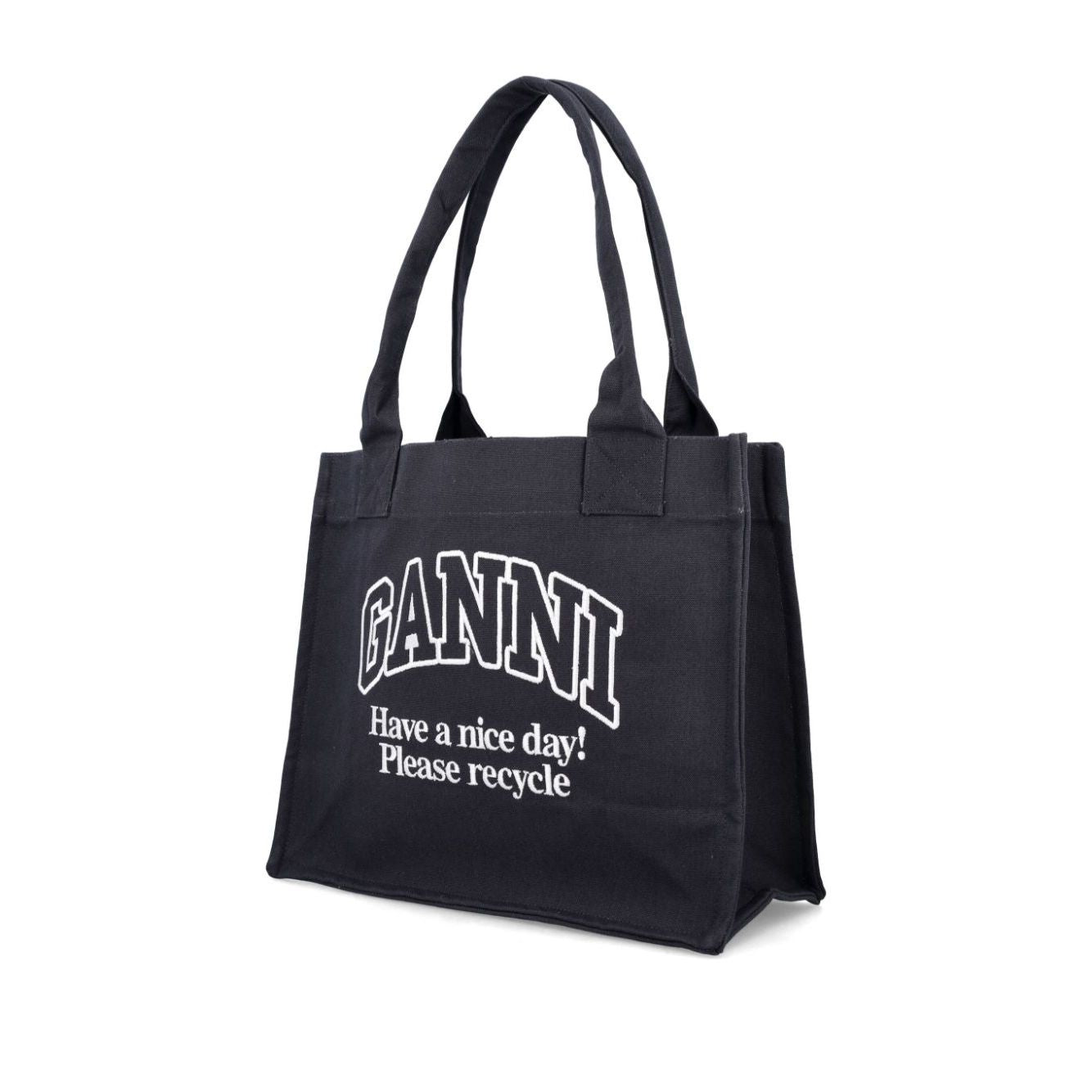 Ganni Large shopper bag with logo Shopper