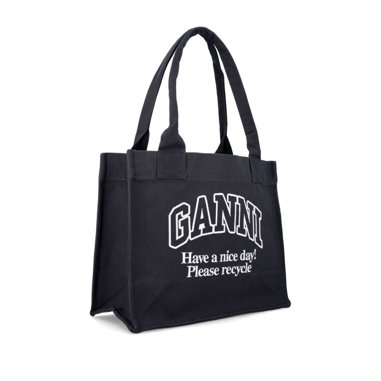 Ganni Large shopper bag with logo Shopper