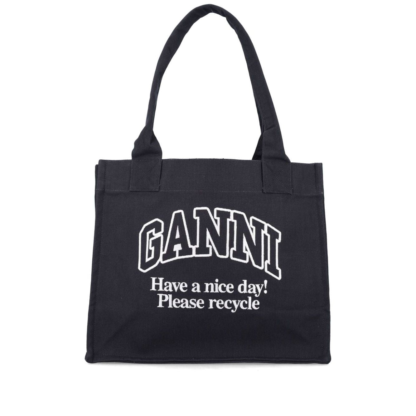 Ganni Large shopper bag with logo Shopper