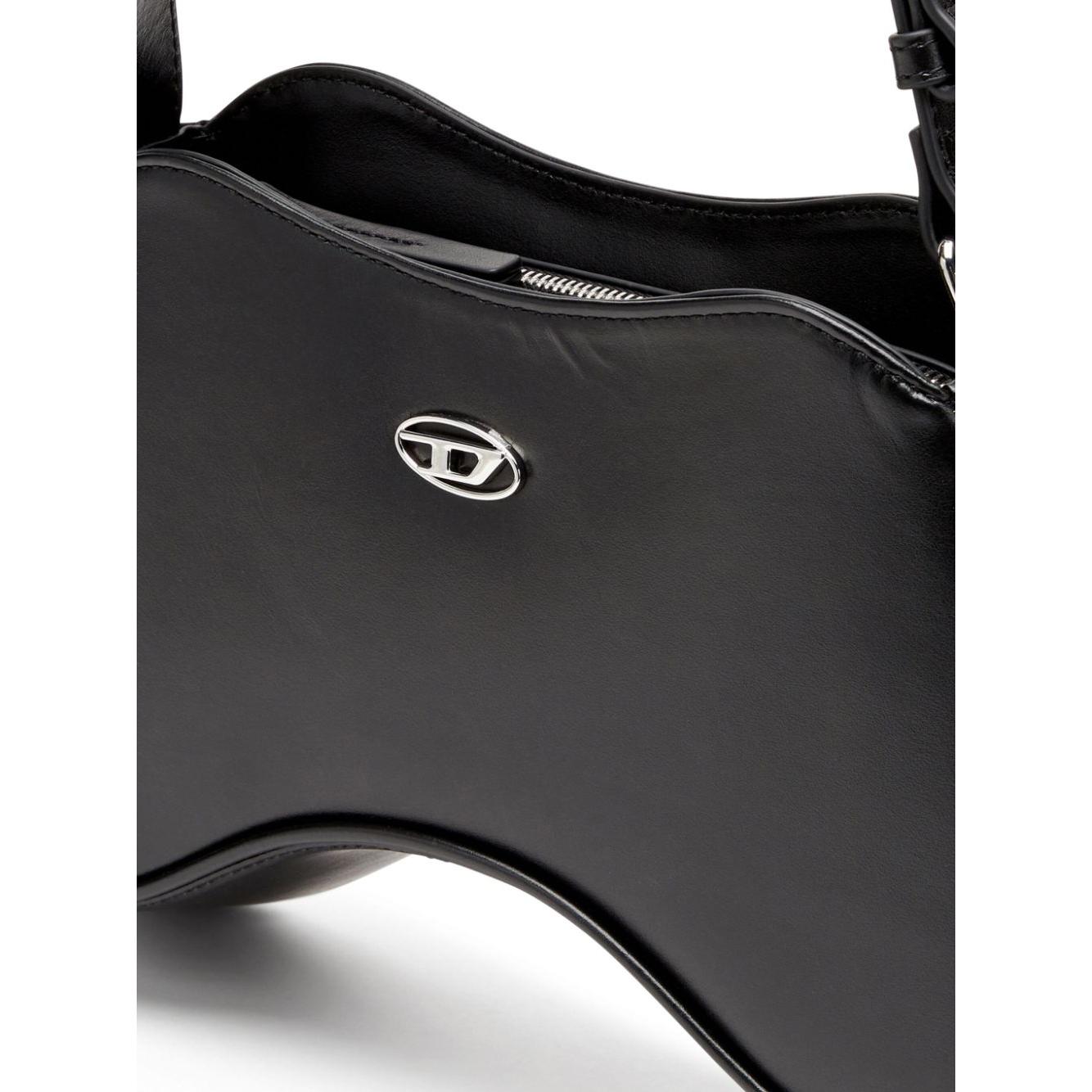 Diesel Play-Semi-gloss leather shoulder bag Shoulder Diesel Dark Slate Gray