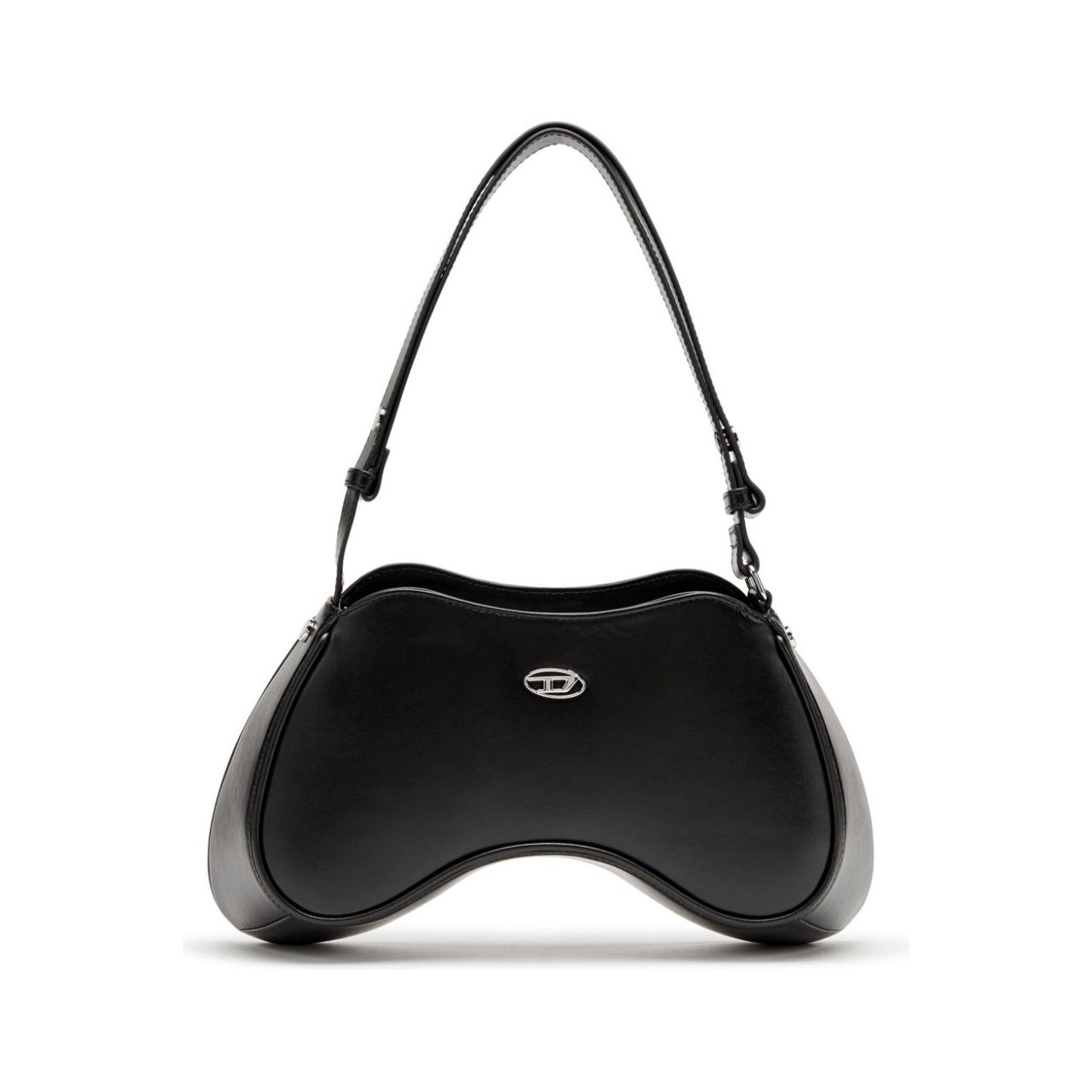 Diesel Play-Semi-gloss leather shoulder bag Shoulder Diesel Gray