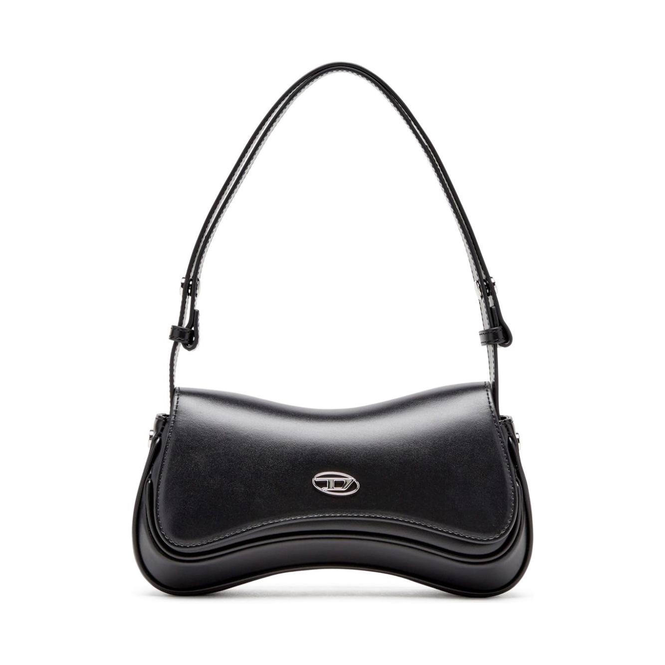 Diesel Play-Semi gloss leather shoulder bag Clutches Diesel Dark Slate Gray