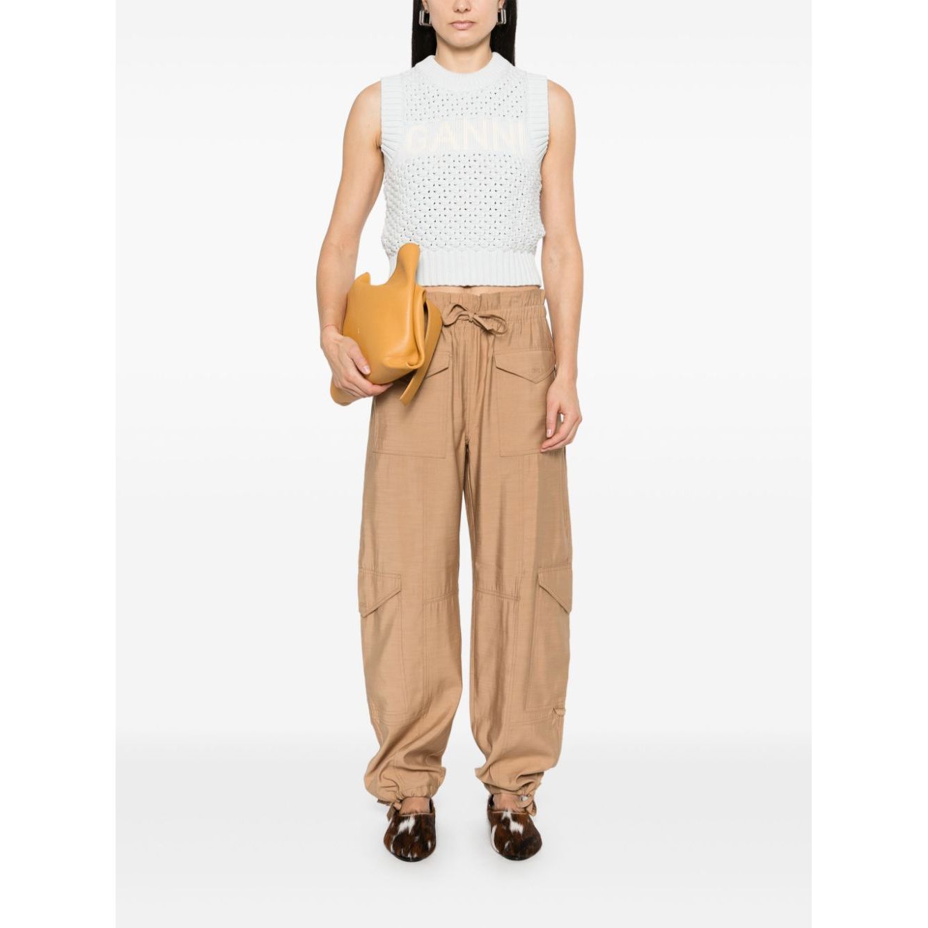 Ganni Openwork cotton vest Topwear