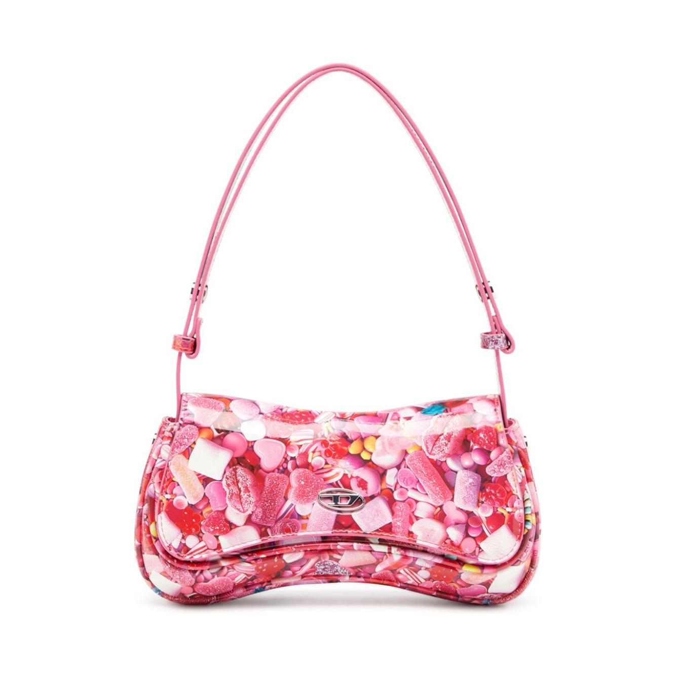 Diesel Play-Glossy clutch with print Clutches Diesel Pink