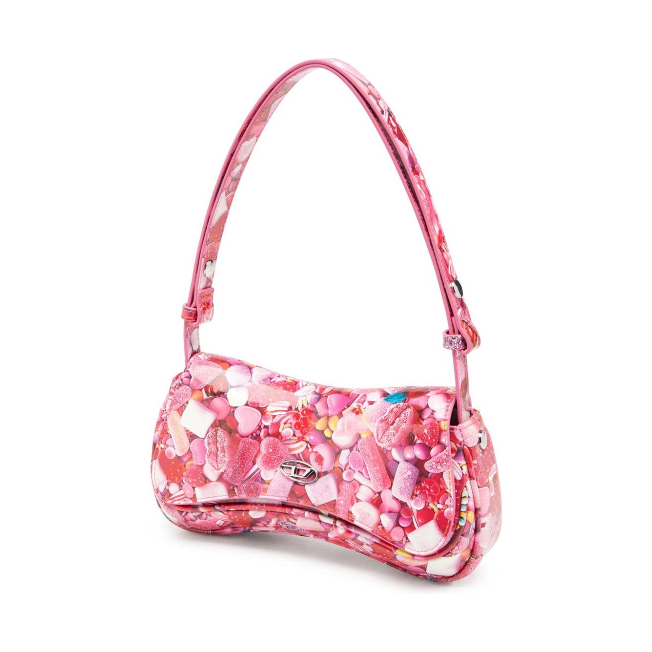 Diesel Play-Glossy clutch with print Clutches Diesel Light Pink