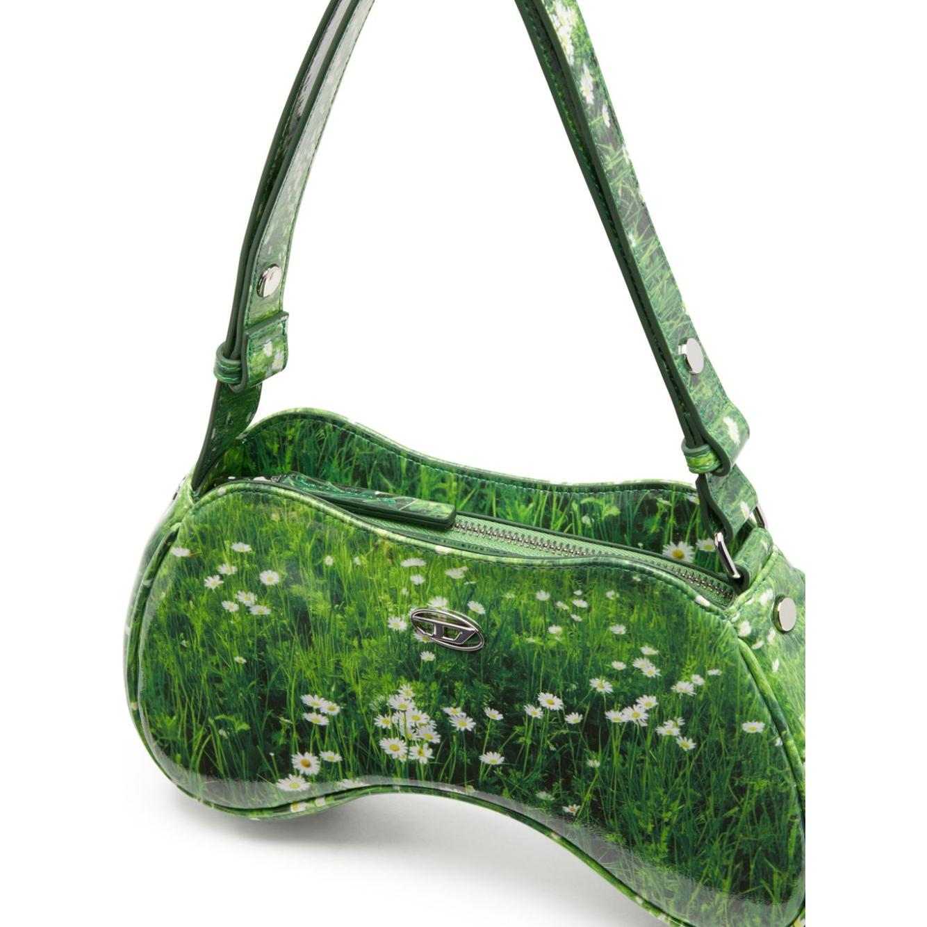 Diesel Play-Glossy shoulder bag with print Shoulder Diesel Dark Olive Green