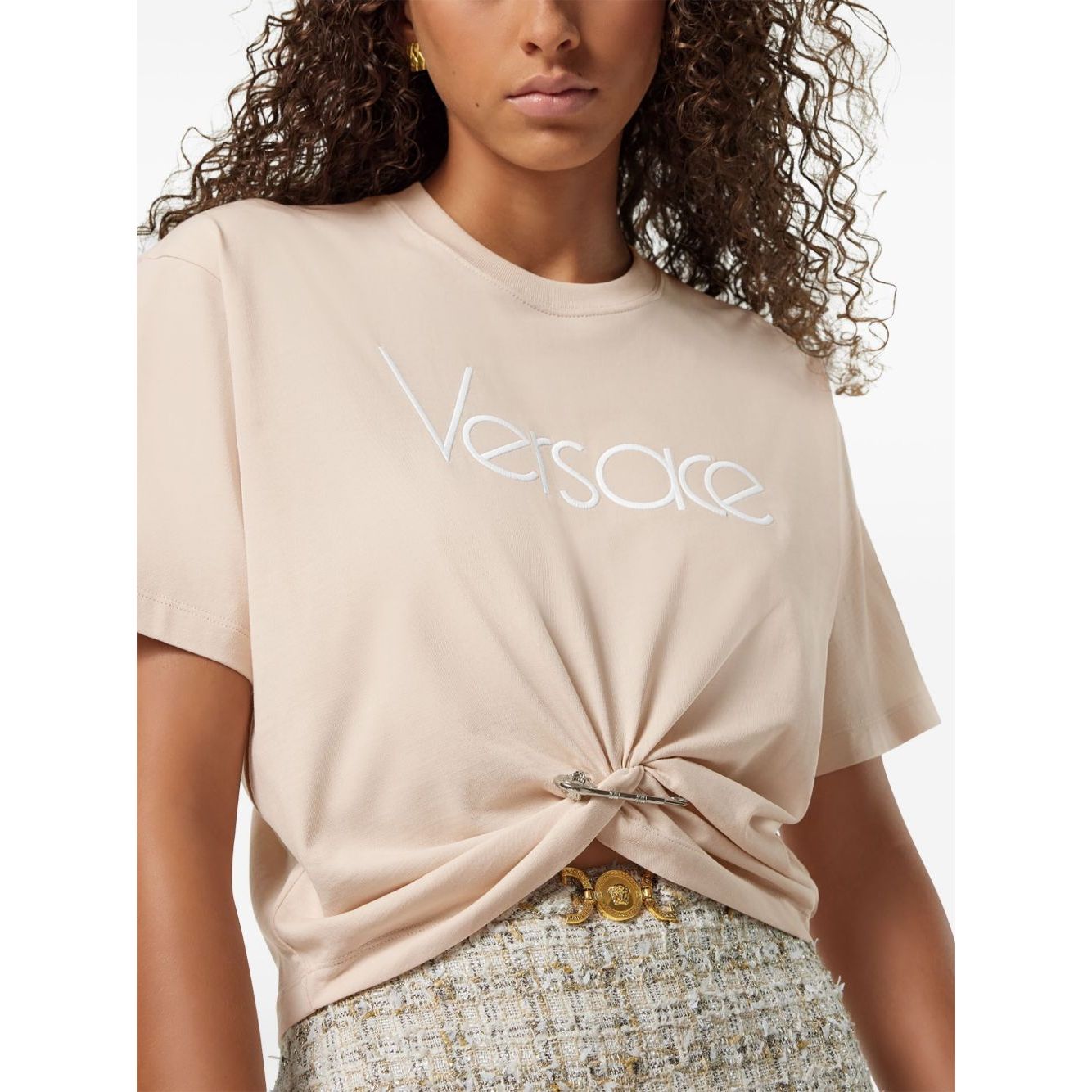 Versace 1978 Re-Edition Logo Safety Pin Short T-Shirt Topwear