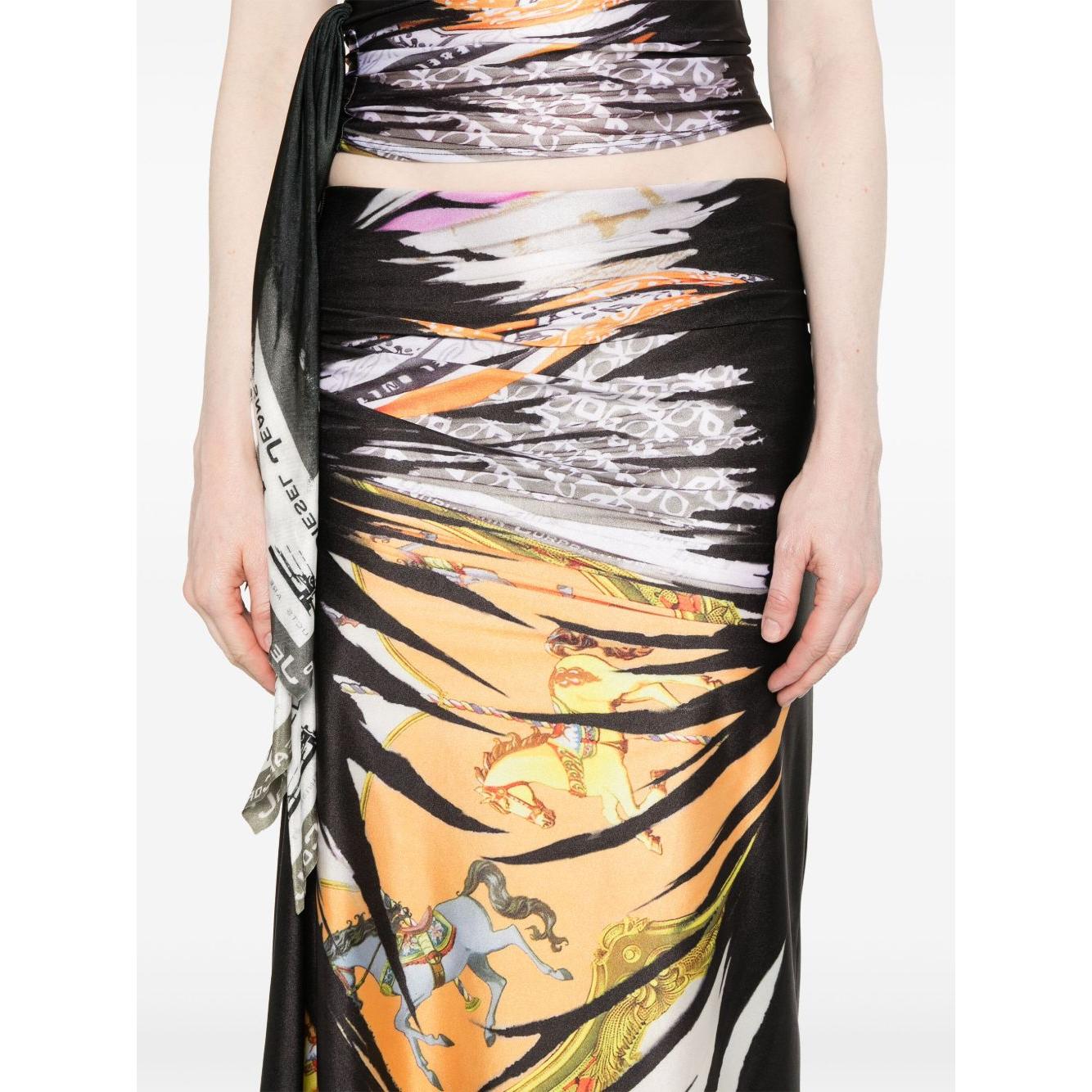 Diesel Printed Midi Skirt Skirts Diesel Dark Slate Gray