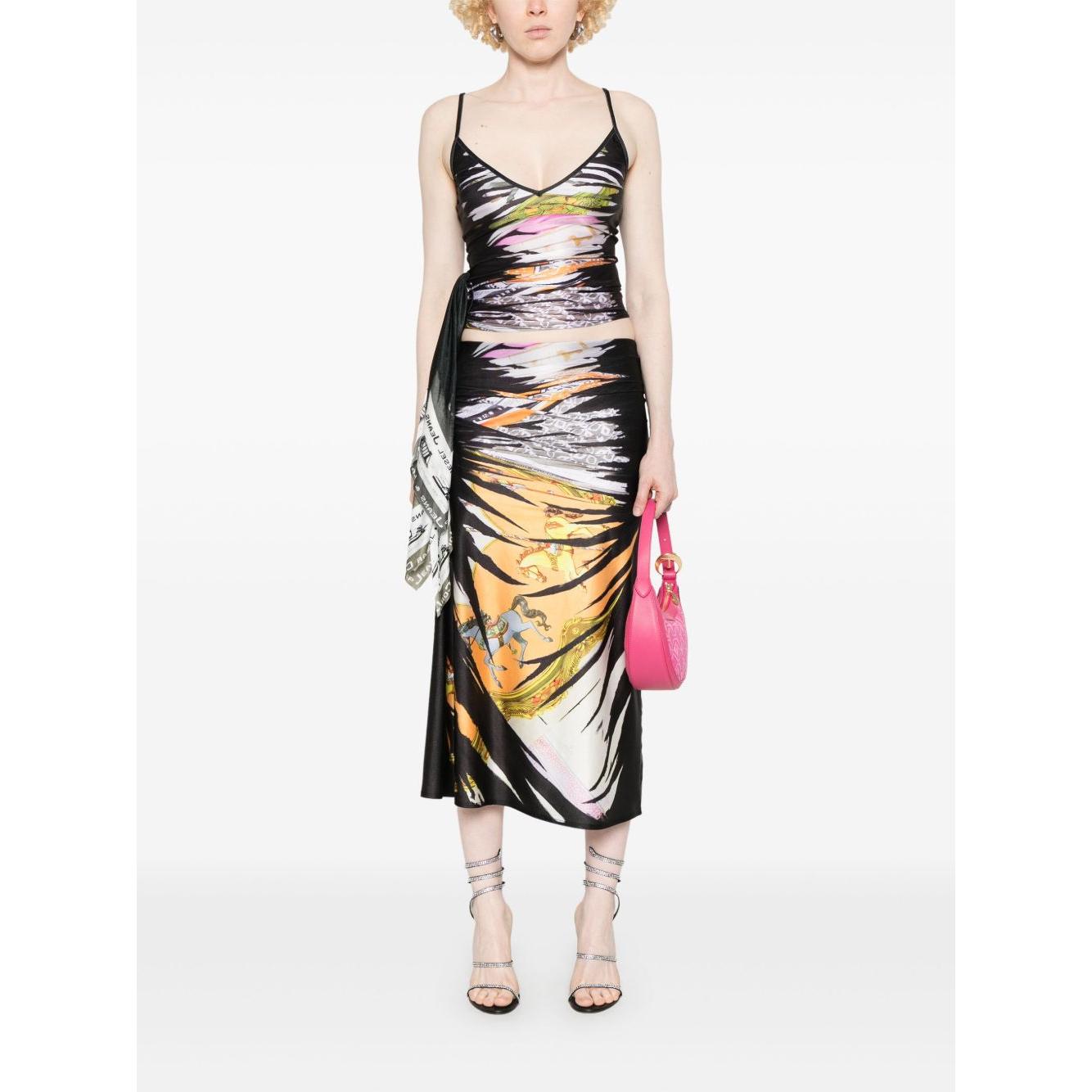 Diesel Printed Midi Skirt Skirts Diesel White Smoke