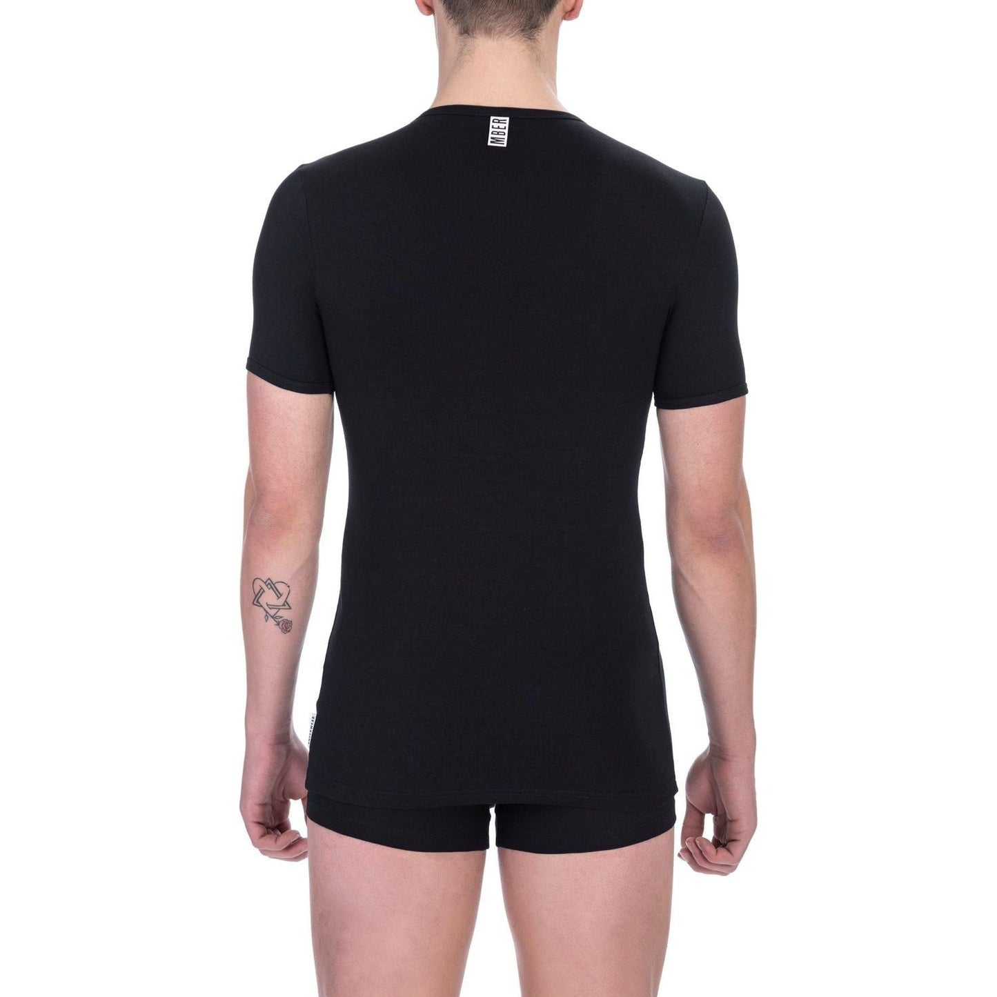 Bikkembergs Black Cotton Men's V-Neck T-Shirt Bikkembergs Black