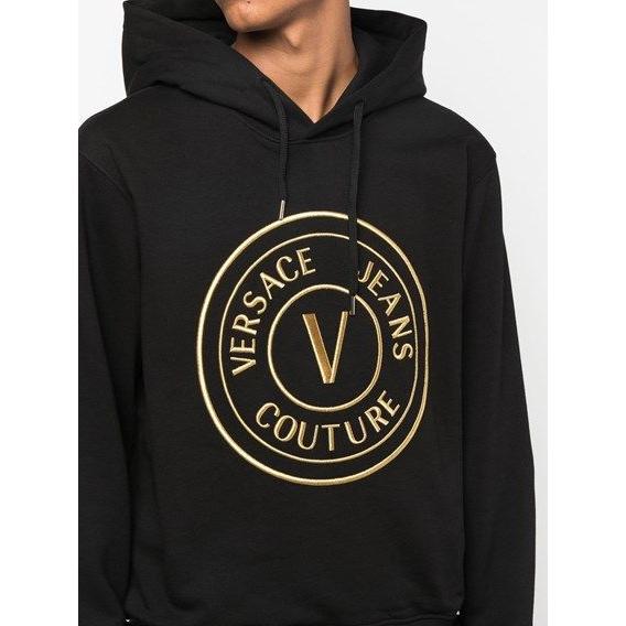 Versace Jeans Chic Black Hooded Sweatshirt Versace Jeans Light Gray