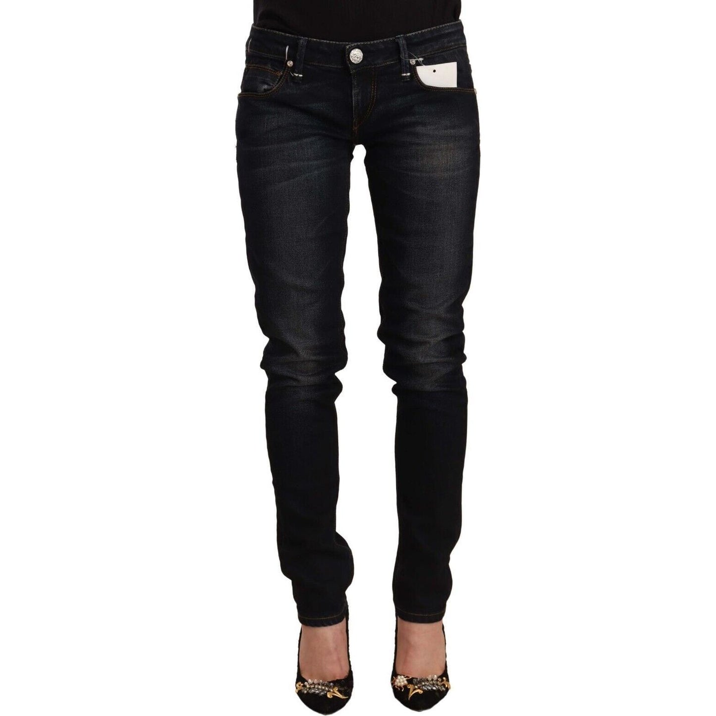 Acht Chic Black Washed Skinny Jeans for Her Acht Black