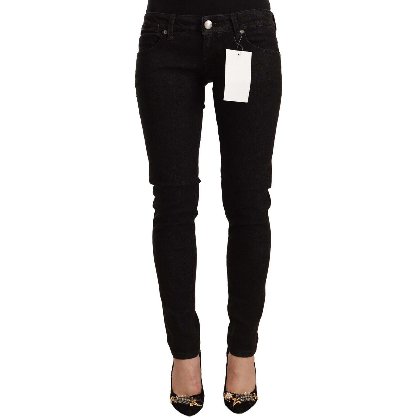 Acht Sleek Skinny Low Waist Black Jeans Acht Black