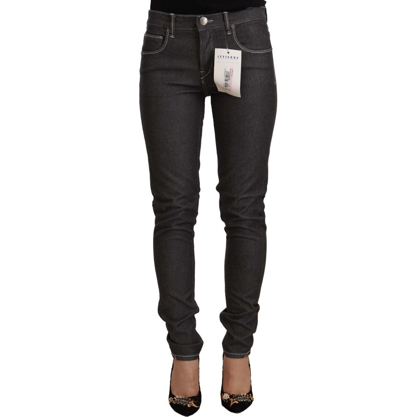 Acht Chic Mid Waist Skinny Black Jeans Acht Dark Slate Gray