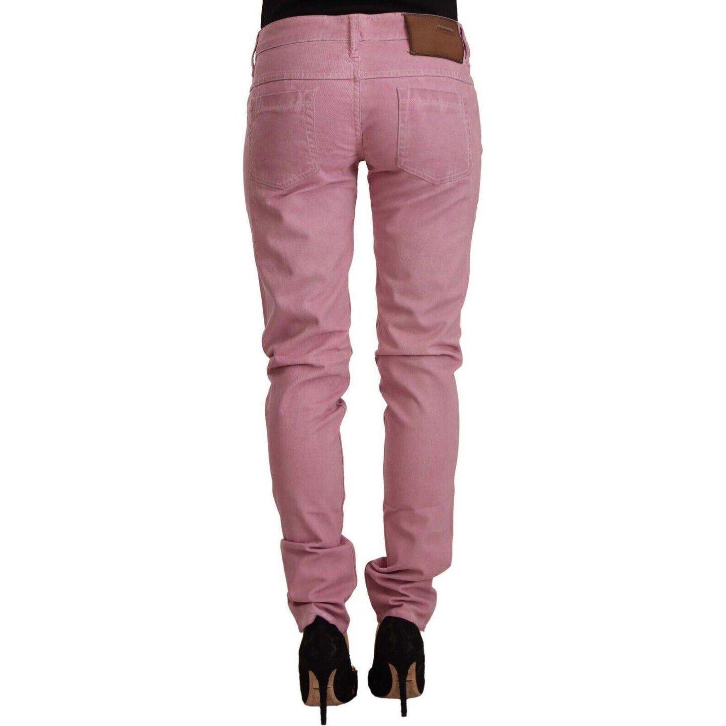 Acht Elegant Pink Slim Fit Denim Jeans Acht Rosy Brown