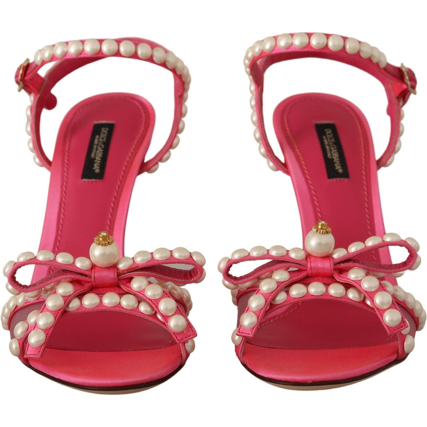 Dolce & Gabbana Elegant Pink Pearl Embellished Heels Sandals Dolce & Gabbana Maroon