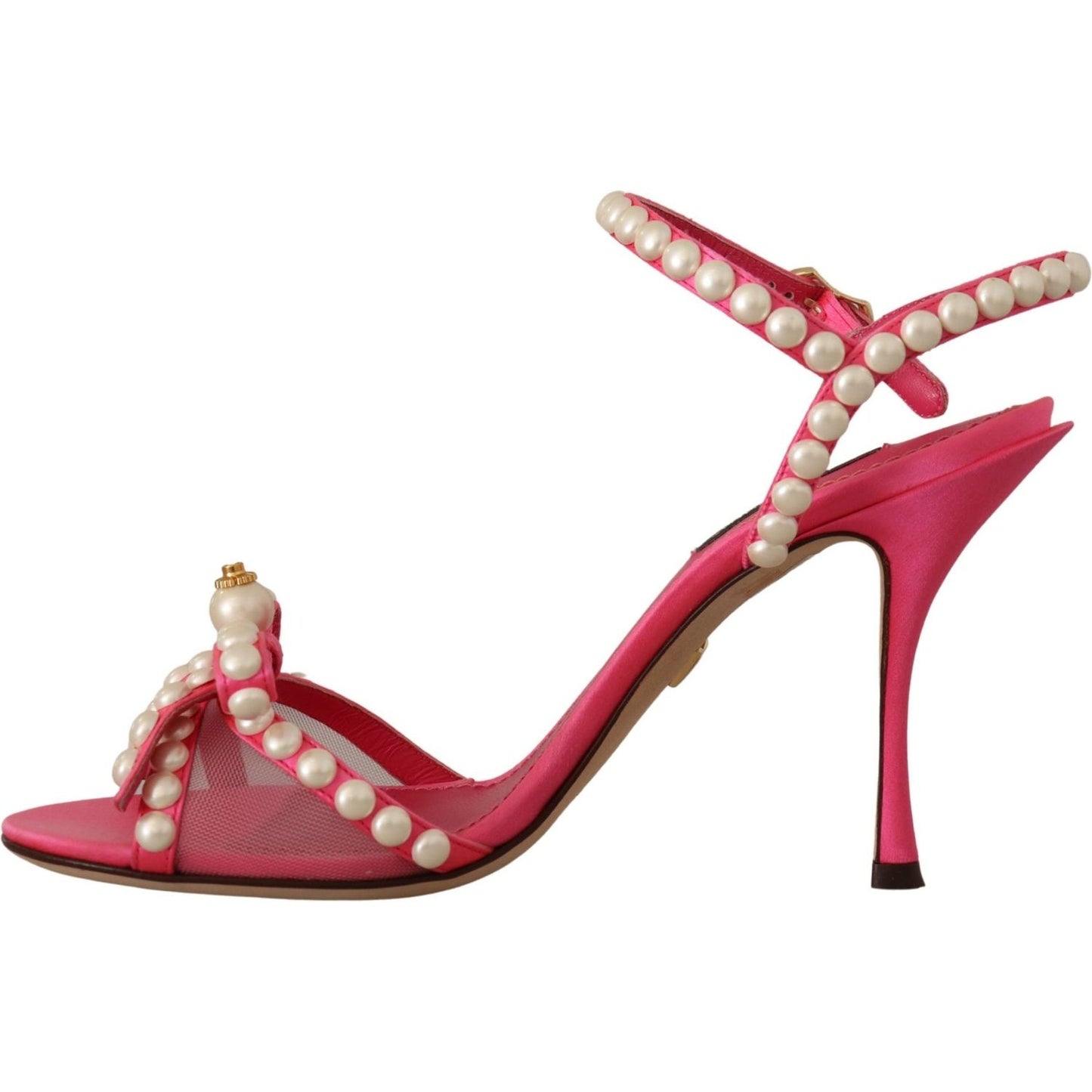 Dolce & Gabbana Elegant Pink Pearl Embellished Heels Sandals Dolce & Gabbana Maroon
