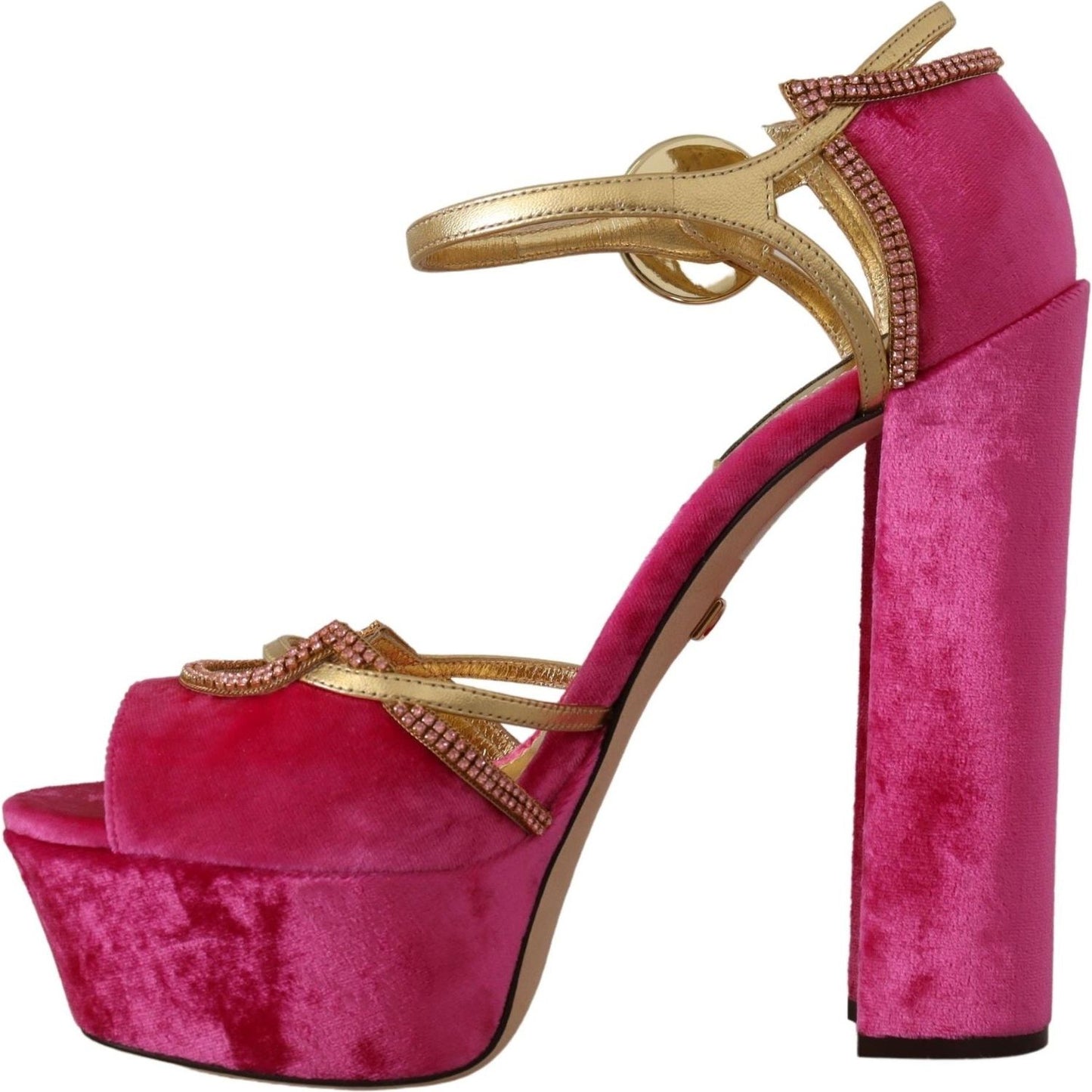 Dolce & Gabbana Ethereal Pink Velvet Crystal Sandals Dolce & Gabbana Maroon